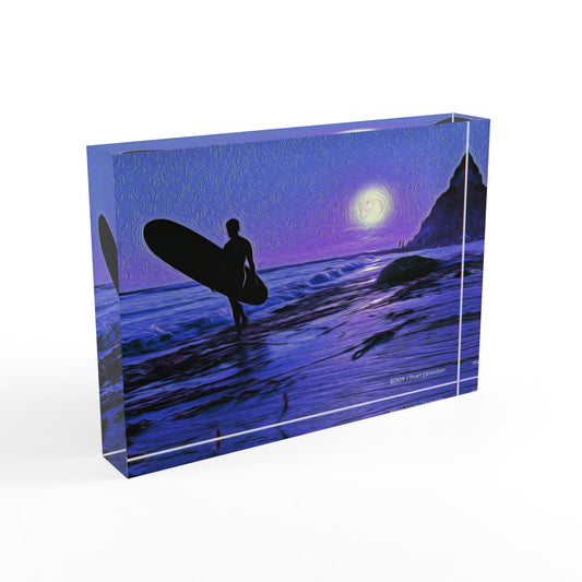 Swamis Vibe Surf and Sunsets - The UV Surfer #1. Surfing Photo Block, Ocean Decor, Beach Art, Wall Display, Gift for Surfers, Coastal Home Decor, Nautical Wall Art