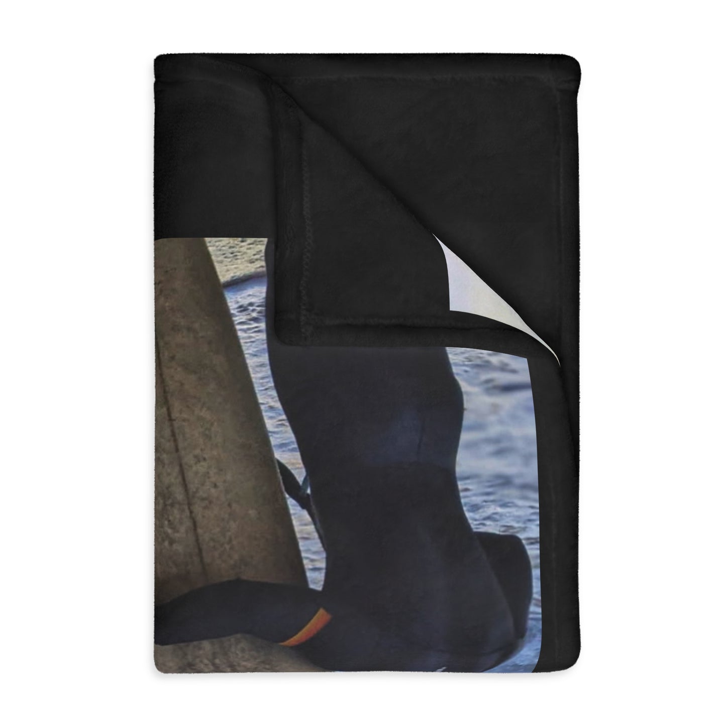 Swamis Vibe Encinitas California JSE Designs Surfer Sunset Blanket #2. Velveteen Microfiber Blanket - Swamis Vibe Surfer Sunset Beach California Two-sided Print