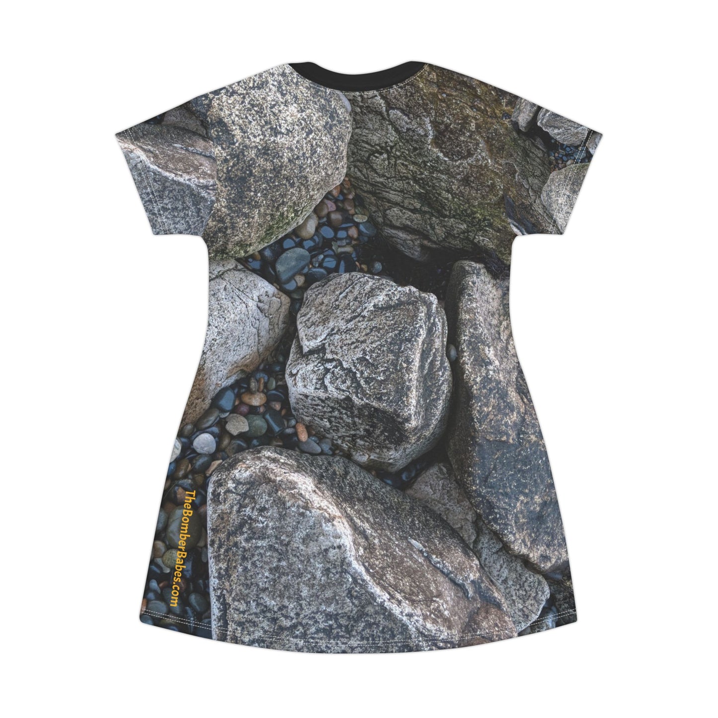 Swamis Vibe Stone T-Shirt Beach Dress #8. Swamis Melted Rocks Artistic Nature T-Shirt Dress Nature-Inspired T-Shirt Dress, Rock Pattern Casual Dress, Summer Outfit, Beach Cover-Up, Eco-Friendly Apparel