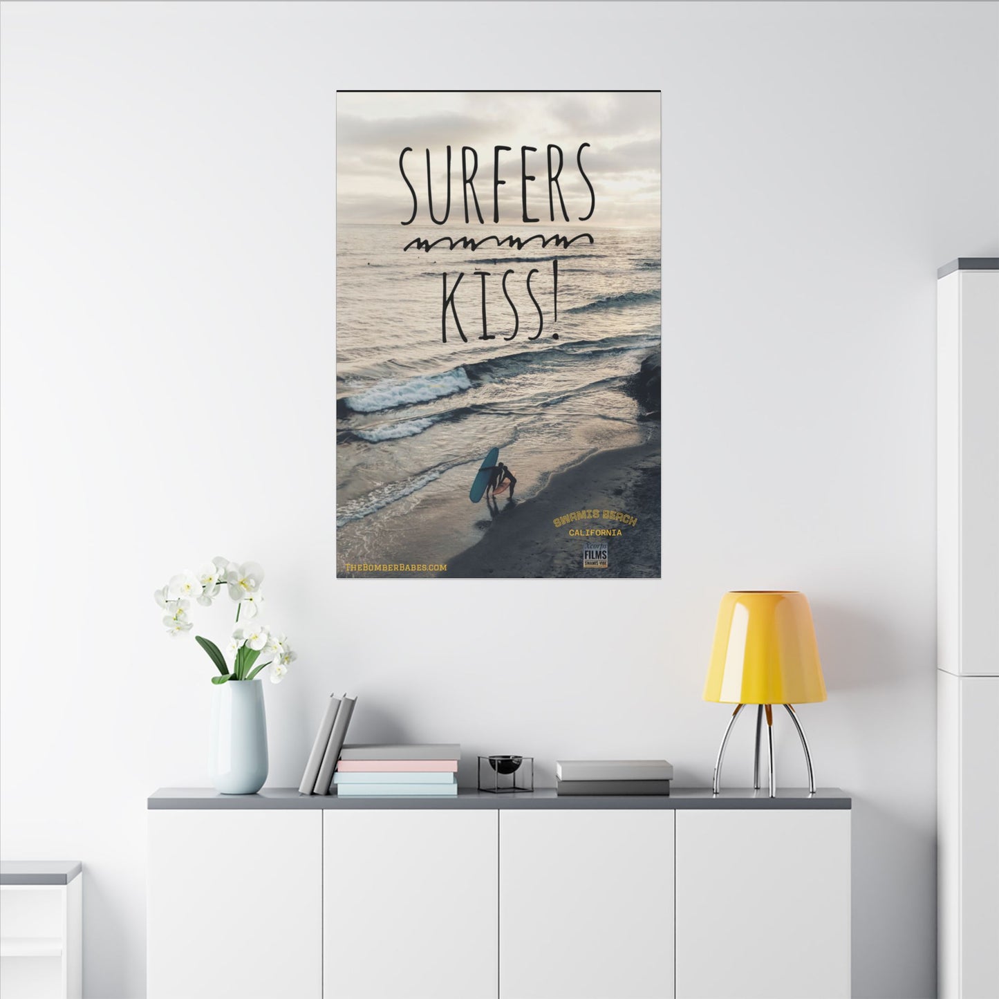 Swamis Vibe Encinitas California JSE Photograph #217 Surfers Kiss Ocean-Inspired Canvas Wall Art, Surf Decor, Beach Lover Gift, Coastal Home Decor, Matt Box Canvas