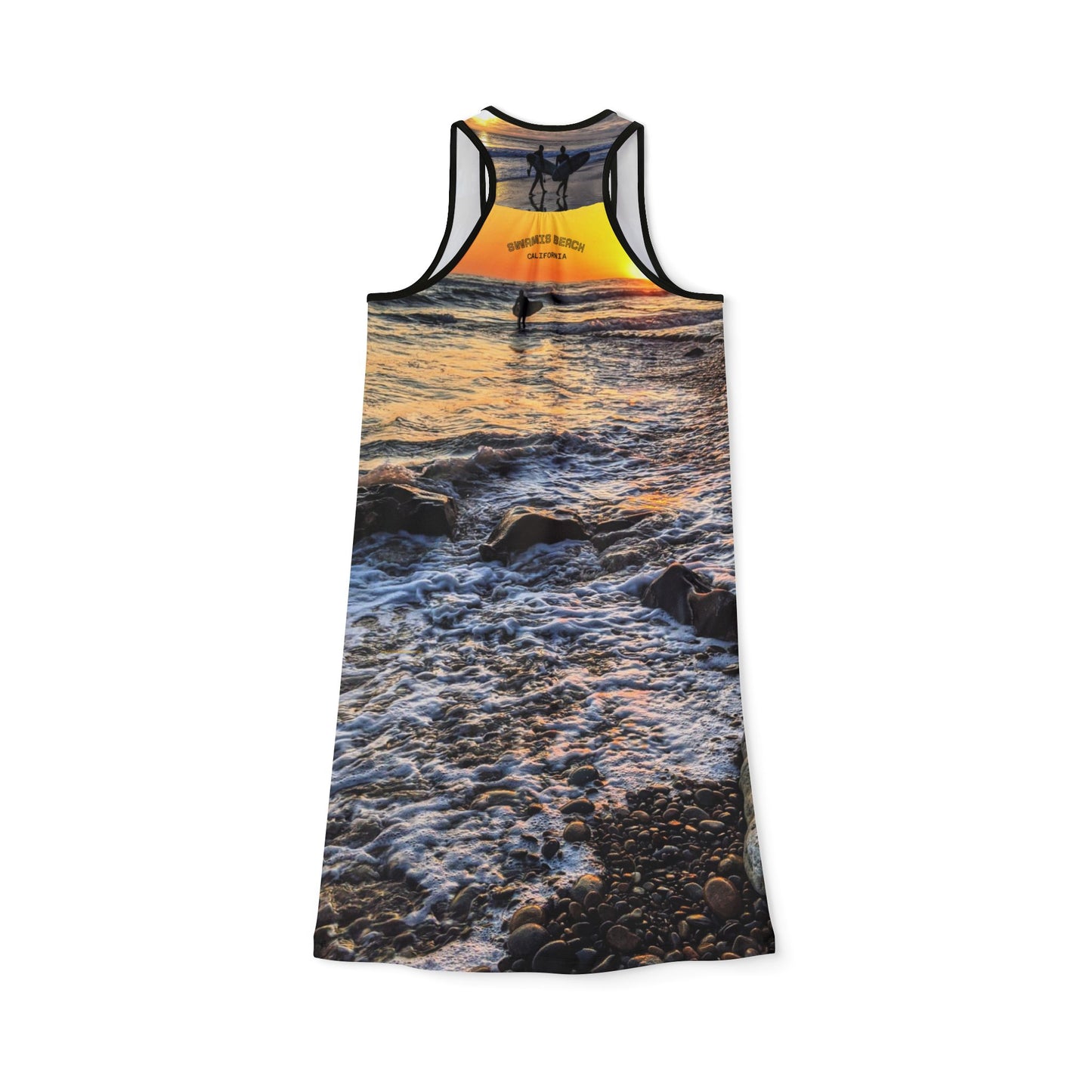 Swamis Vibe JSE Cali Designs Racerback Sports Dress Swami's Vibe Surf Park Collection - Palm Grove Surfers Sunset #333 Tropical Beach Racerback Dress, Vacation Outfit, Boho Style Dress, Summer Dress, Casual Summer Wear, Beachwear