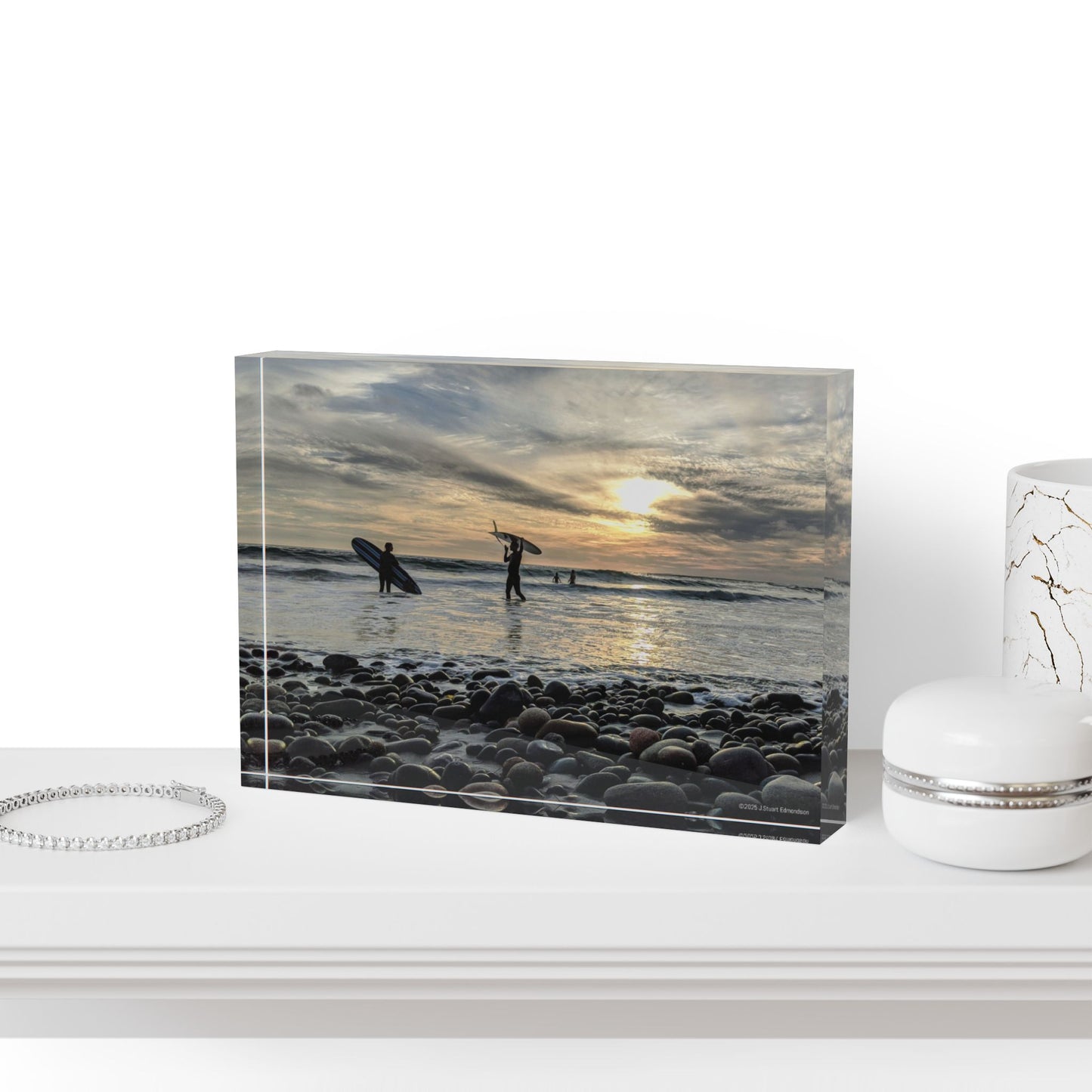 Swamis Vibe Surf and Sunsets Swamis Beach Scene #6. Photo Block Display, Elegant Decorative Photo Block, Home Decor, Gift for Photo Lovers, Personalized Art Display