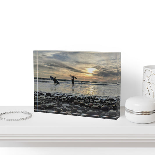 Swamis Vibe Surf and Sunsets Swamis Beach Scene #6. Photo Block Display, Elegant Decorative Photo Block, Home Decor, Gift for Photo Lovers, Personalized Art Display