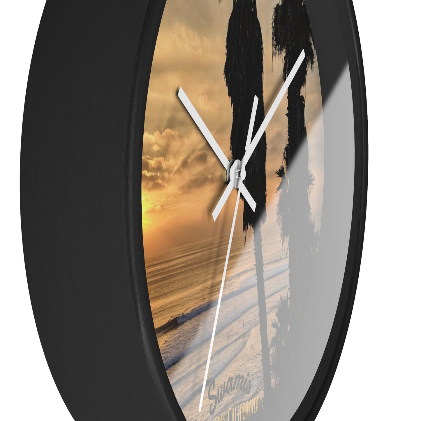 Swamis Vibe Encinitas California JSE Designs Swamis Surfing Sunset Wall Clock #2. Palm Trees Wall Clock, Coastal Decor, Home Wall Art, Beach Vibes, Unique Gift for Beach Lovers