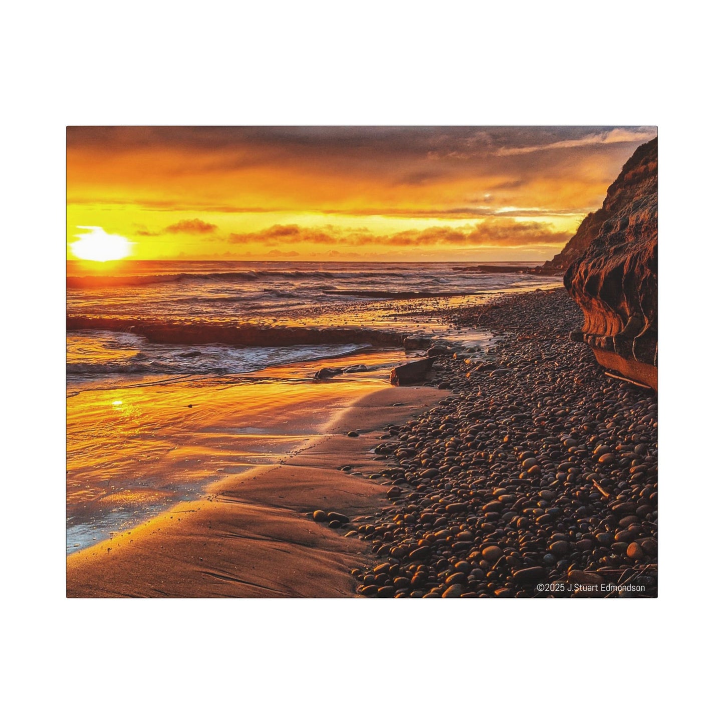 Swamis Vibe Encinitas California JSE Photograph #308 Swamis Reef Sunset Beach Canvas Art, Stretched Wall Decor, Coastal Home Decor, Ocean Sunset Artwork, Beach Lover Gift