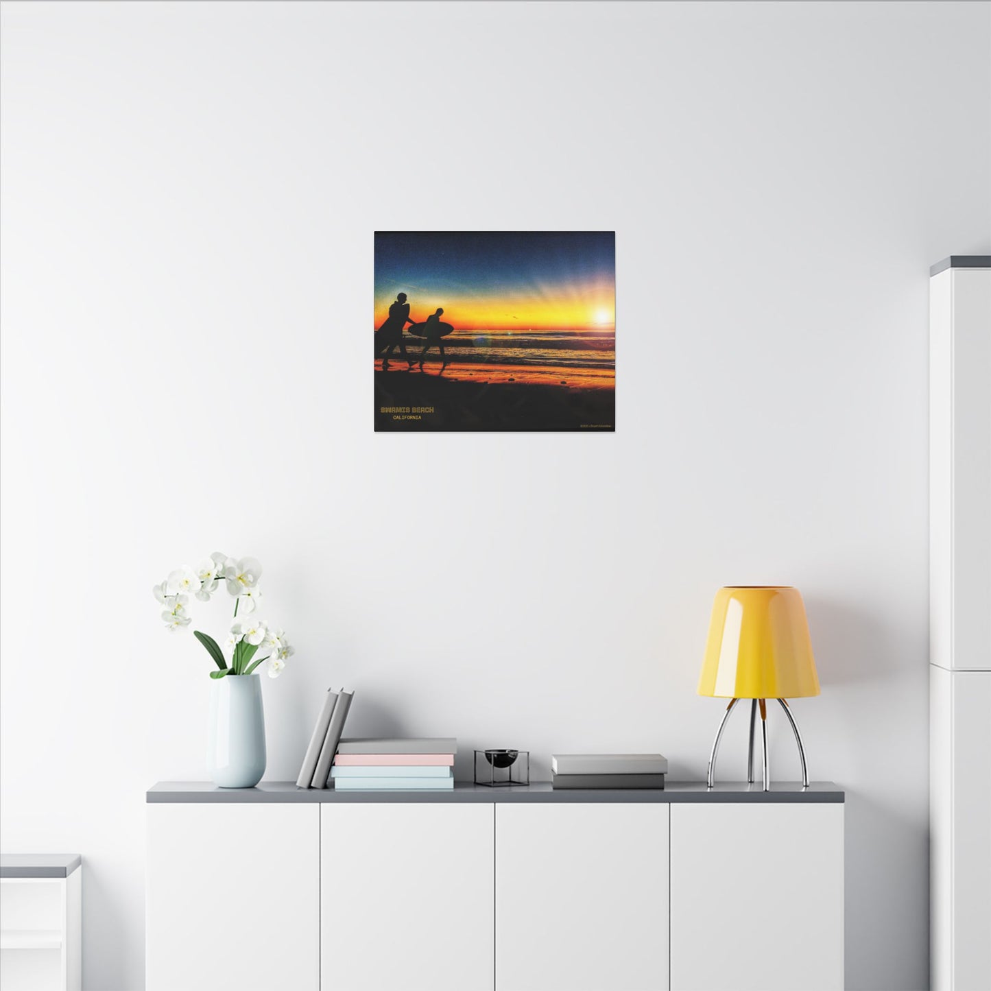 Swamis Vibe Encinitas California JSE Photograph #115 Spirited Swamis Surfers Sunset Sunset Surfing Matte Canvas Print, Surfer Wall Art, Beach Home Decor, Gift for Surf Lovers, Coastal Living, Ocean Art