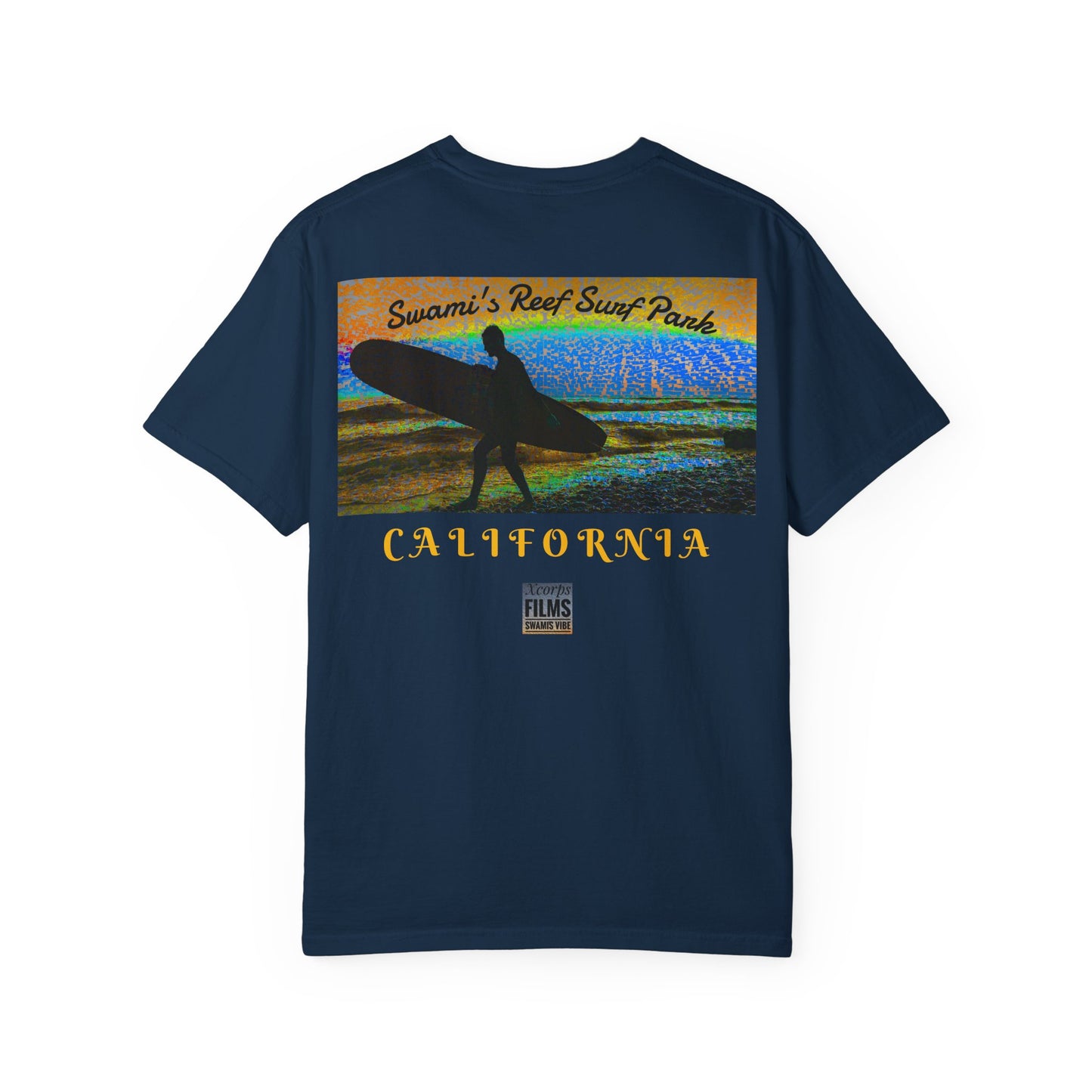 Swamis Vibe Encinitas California JSE Designs #517 Swamis Vibe Surf Film Unisex Tee Shirt, Summer Clothing, Gift for Surfers, Unisex Beach Tee, Casual Wear, Vacation Shirt, Encinitas Style