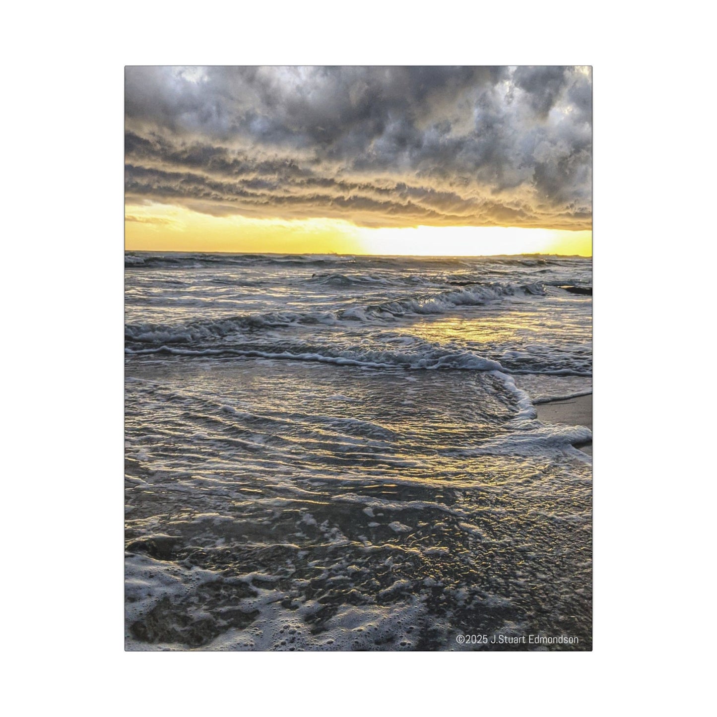 Swamis Vibe Encinitas California JSE Photograph #407 Sunset Stormy Stretched Canvas Art, Beach Sunset Wall Decor, Coastal Home Decor, Seascape Print, Gift for Ocean Lovers
