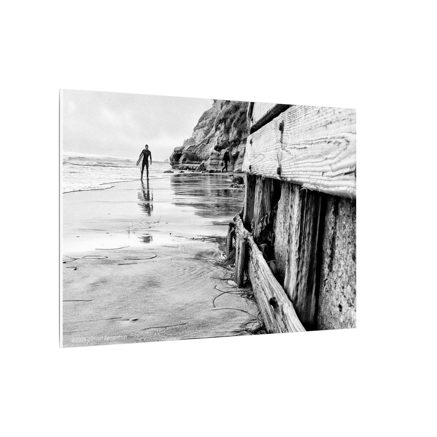 Swamis Vibe Encinitas California JSE Photograph #1221 Surfer on Swamis Beach BW Surfing Wall Art Print, Black and White Coastal Decor, Beach Lover Gift, Home Office Artwork, Surfer Canvas
