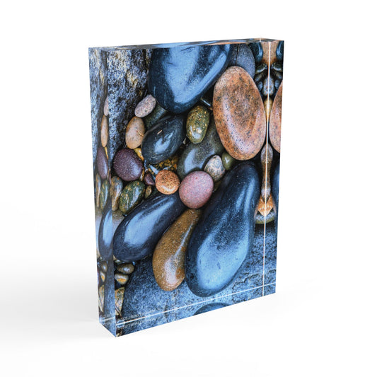 Swamis Vibe Surf and Sunsets Gallery Presents Swamis River Rock Mix #331 3D Photo Block Nature-Inspired Photo Block Display, Rock Decor, Home Aesthetic, Gift for Nature Lovers, Zen Decoration, Coastal Vibes