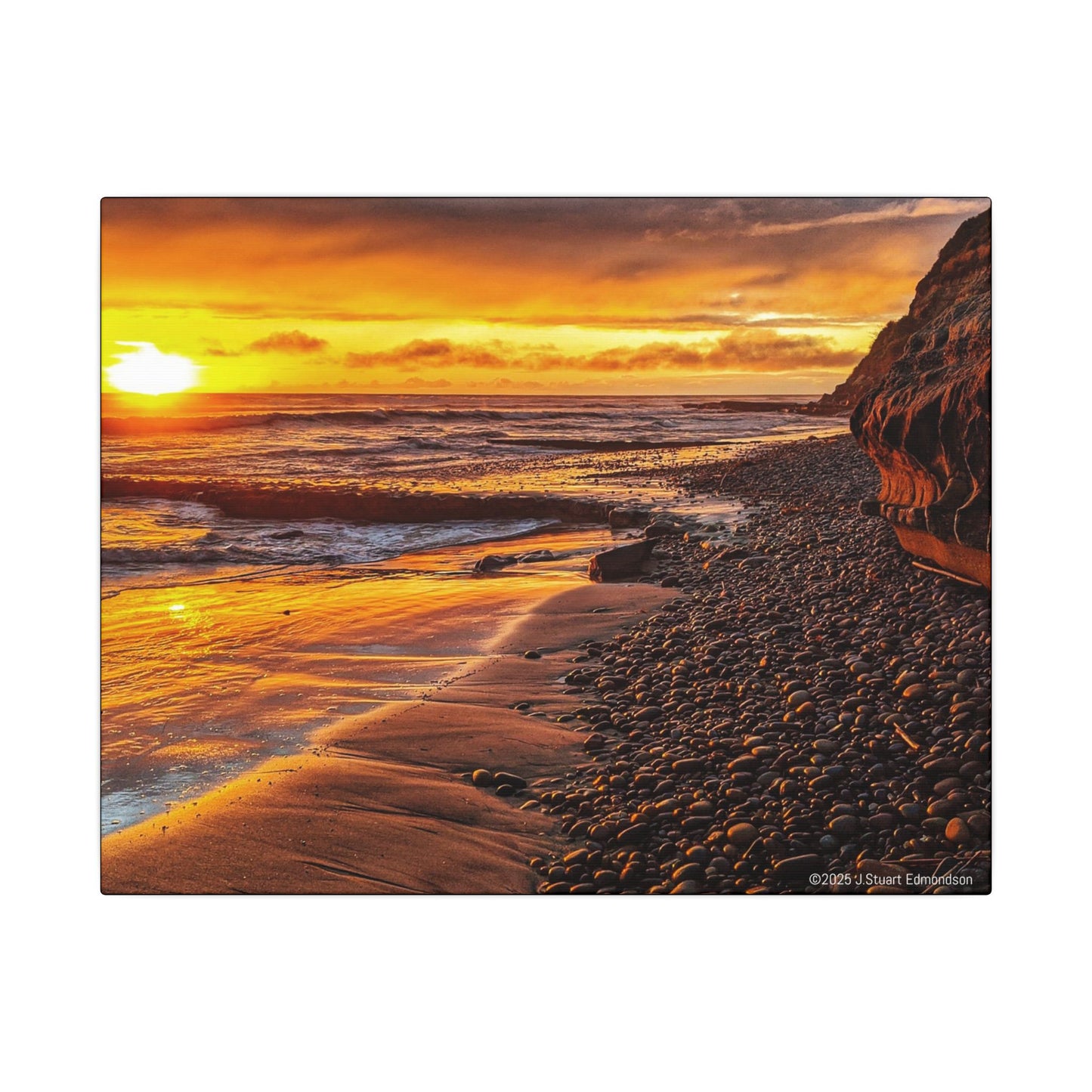 Swamis Vibe Encinitas California JSE Photograph #308 Swamis Reef Sunset Beach Canvas Art, Stretched Wall Decor, Coastal Home Decor, Ocean Sunset Artwork, Beach Lover Gift
