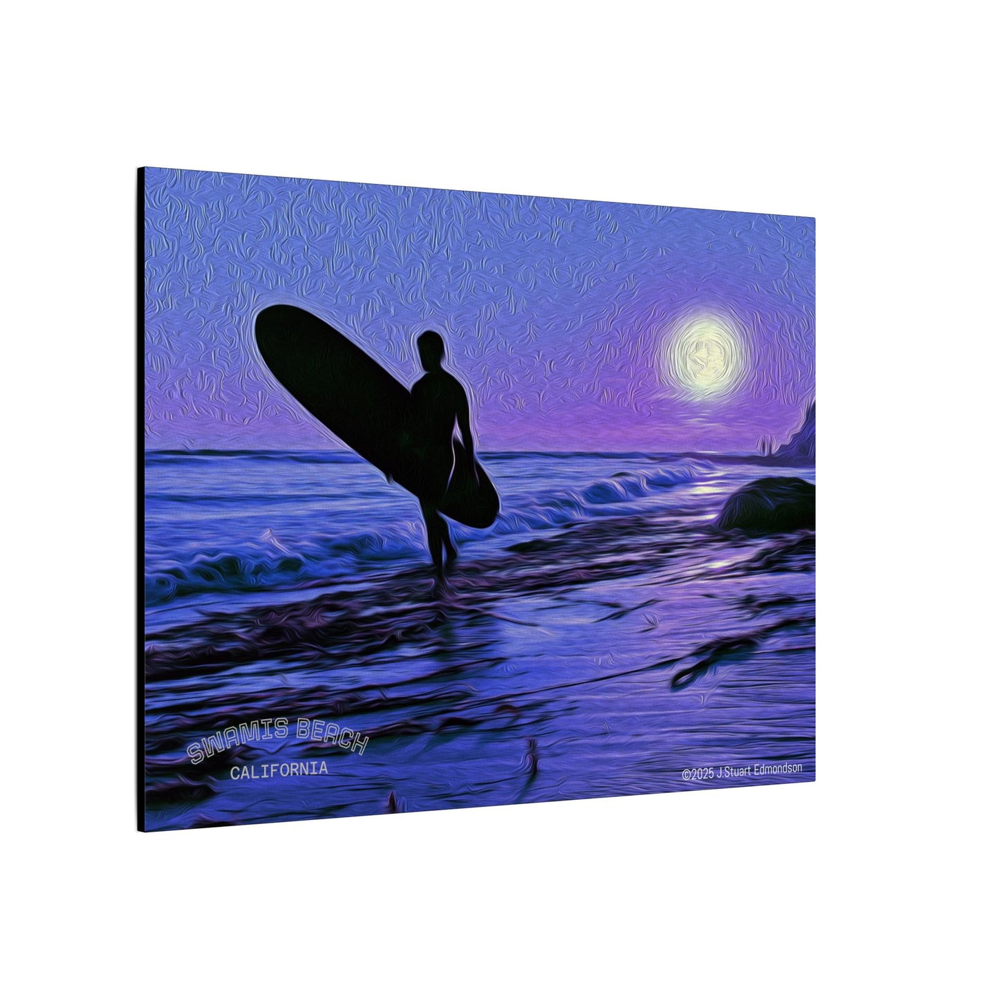 Swamis Vibe Encinitas California JSE Photograph #140 Purple Sunset Surfer Ocean Sunset Surfing Canvas, Beach Wall Art, Surf Decor, Coastal Home Decor, Beach House Wall Art, Perfect Gift for Surf Lovers
