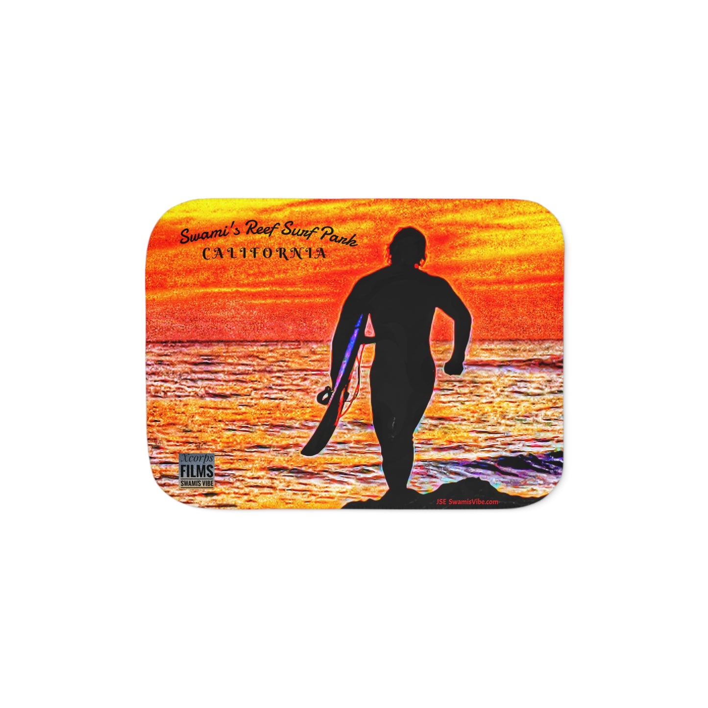 Swamis Vibe Film Encinitas California JSE Designs  Fire Sunset Sherpa Surfer Blanket #5.