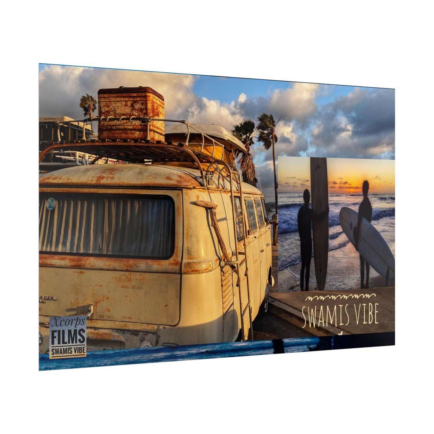 Surf Sunset Poster – Swamis Vibe Vintage Surfer Van Beach Wall Art 20x30 Poster
