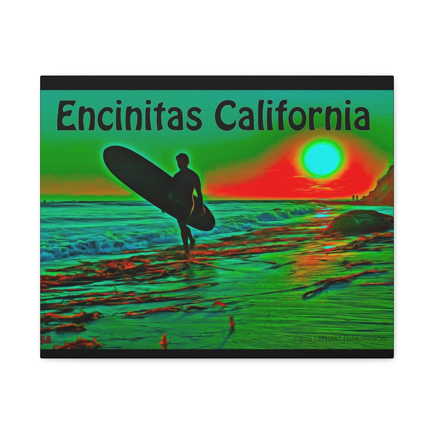 Encinitas California Surf Canvas Art | Coastal Wall Decor, Beach House Gift, Seaside Home Decor, California Art, Surfer Print