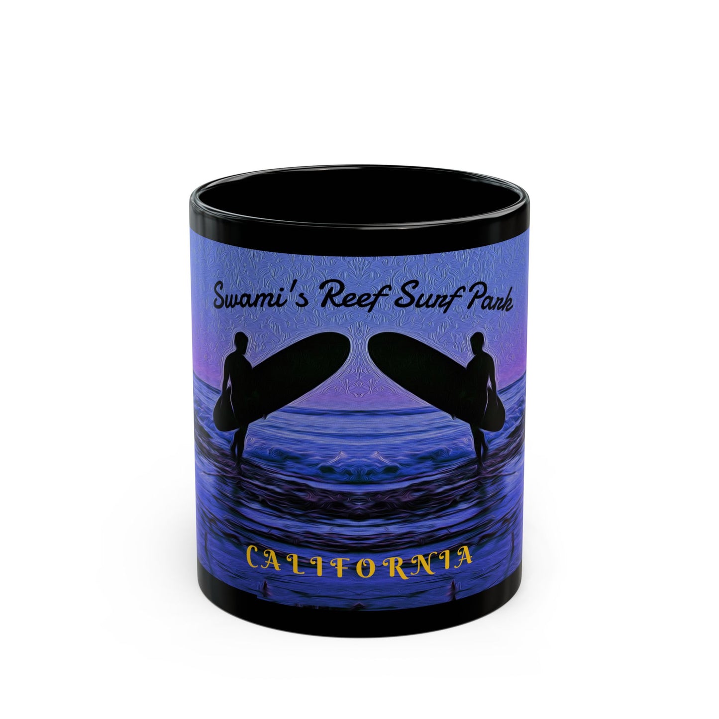 Swamis Vibe Encinitas California JSE Designs #7. Swamis Vibe Purple Surfer Ceramic Mug Surf's Up Black Mug, Swami's Reef Surf Park Coffee Cup, Ocean Lover Gift, Beach House Decor, California Surfing Mug, Adventure Drinkware