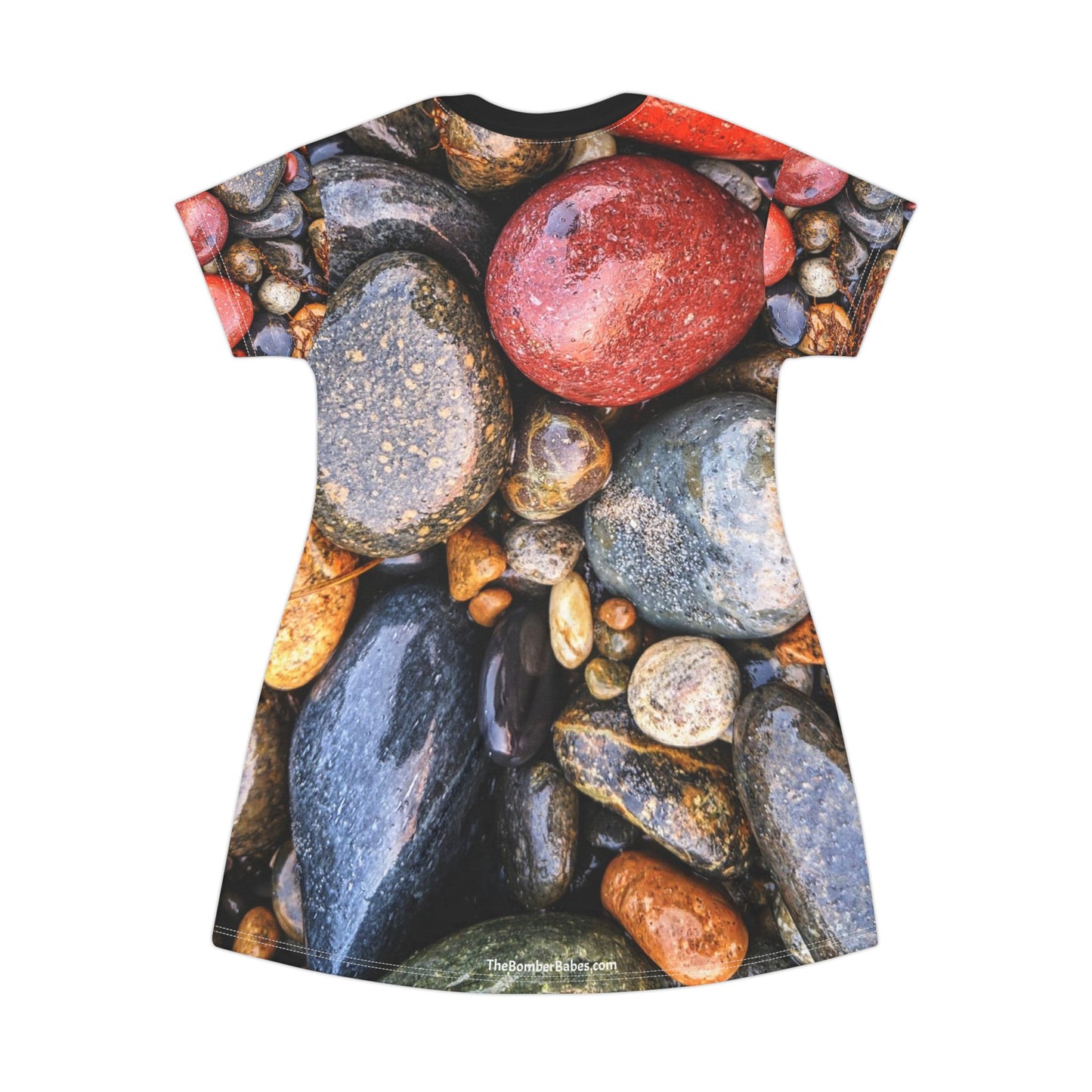 Swamis Vibe Stone T-Shirt Beach Dress #10. Swamis Ancient River Rocks Artistic Nature T-Shirt Dress. Geological T-Shirt Dress, Rock Pattern Dress, Nature Lovers Apparel, Boho Style Dress, Fashion
