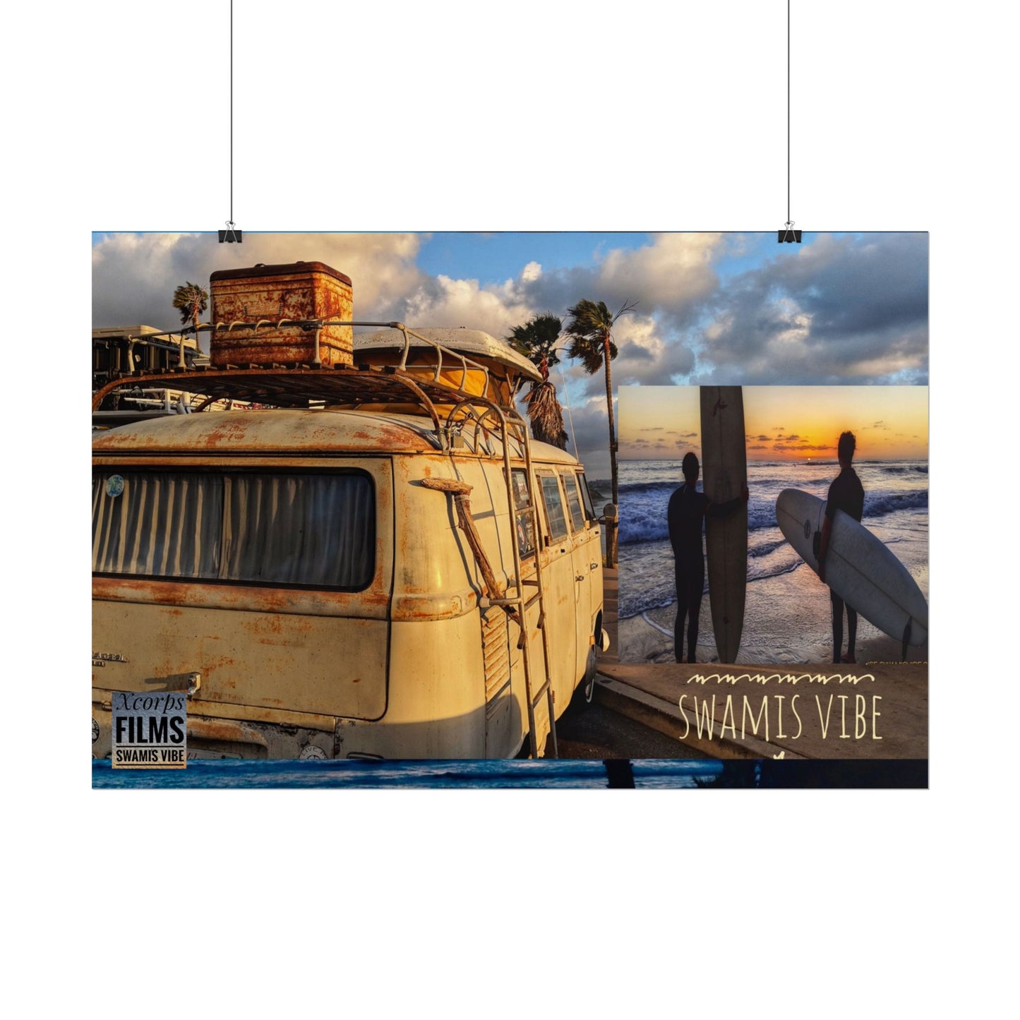 Surf Sunset Poster – Swamis Vibe Vintage Surfer Van Beach Wall Art 20x30 Poster