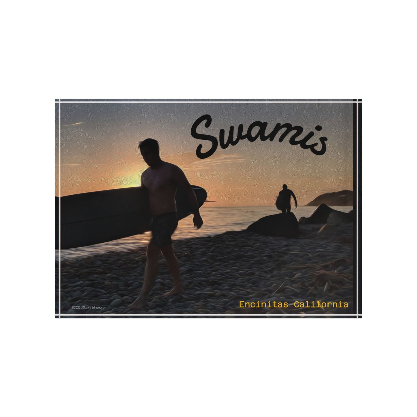   Swamis Vibe Surf and Sunsets Encinitas California Sunset Surfers Solid Acrylic Surfer Photo Block Coastal Decor, Surfing Gift, Wall Art, Home Accent, Beach Lover's Keepsake