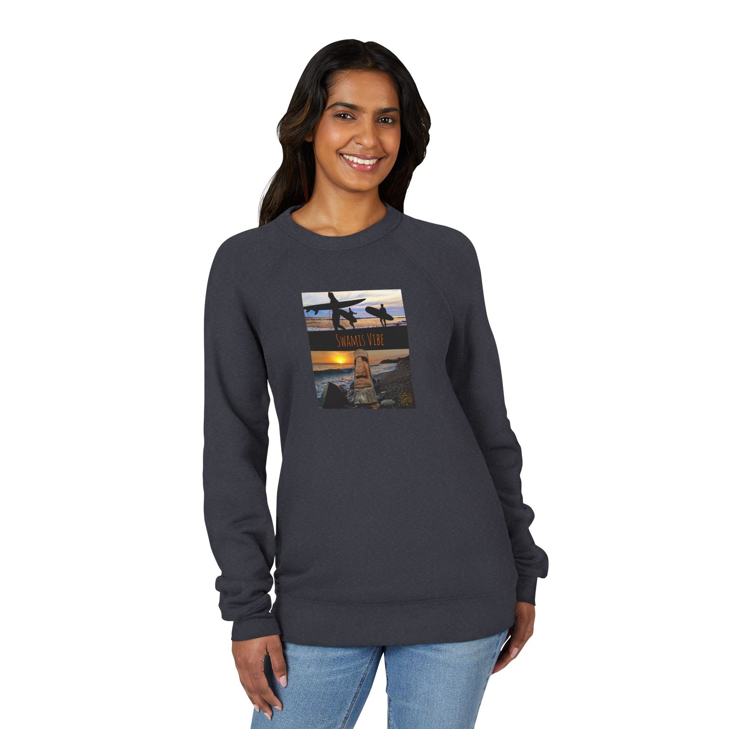 Swamis Vibe Raglan Unisex Sweatshirt — Encinitas Surf Sunset Crew