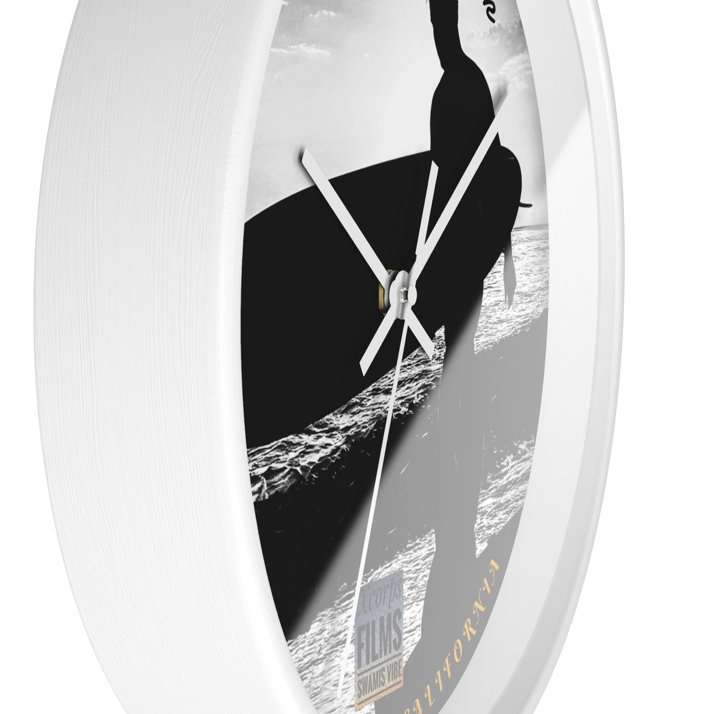 Swamis Vibe Encinitas California JSE Designs Swamis Surfer Silhouette Wall Clock #4. Surf-Inspired Wall Clock, Coastal Decor, Beach House Gift, Surfer's Home Accent, California Vibes, Unique Timepiece