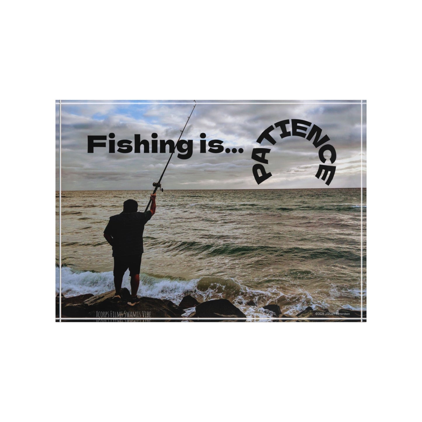 Swamis Vibe Surf and Sunsets 3D Photo Blocks Fishing Is Patience. Ocean Fishing Photo Block, Home Decor, Gift for Fisherman, Coastal Wall Art, Personalized Picture Display, Inspirational Art