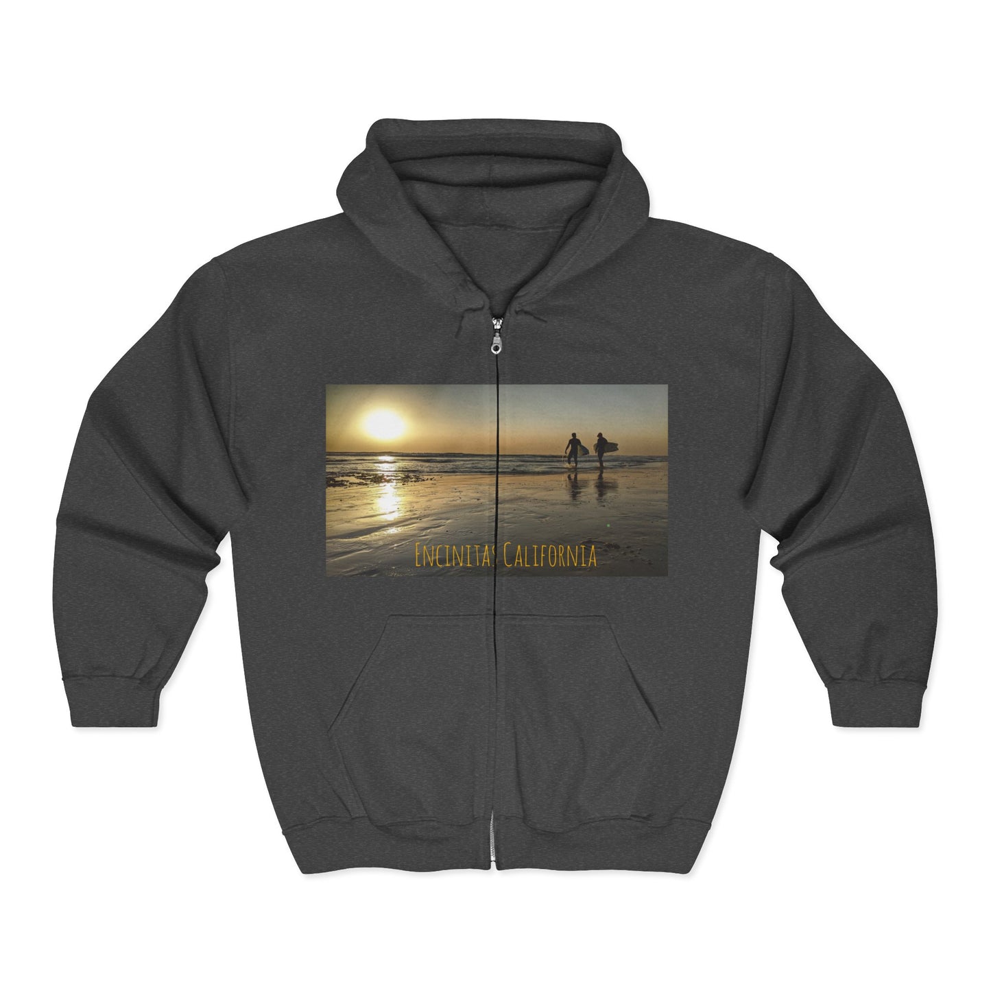 Swamis Vibe Encinitas California JSE Designs custom Hoodie #1 Swamis Beach Vibe California Sunset Unisex Hoodie, Beach Lover Gift, Surfing Hoodie, Casual Wear, Travel Clothing, Unisex Full Zip Sweatshirt