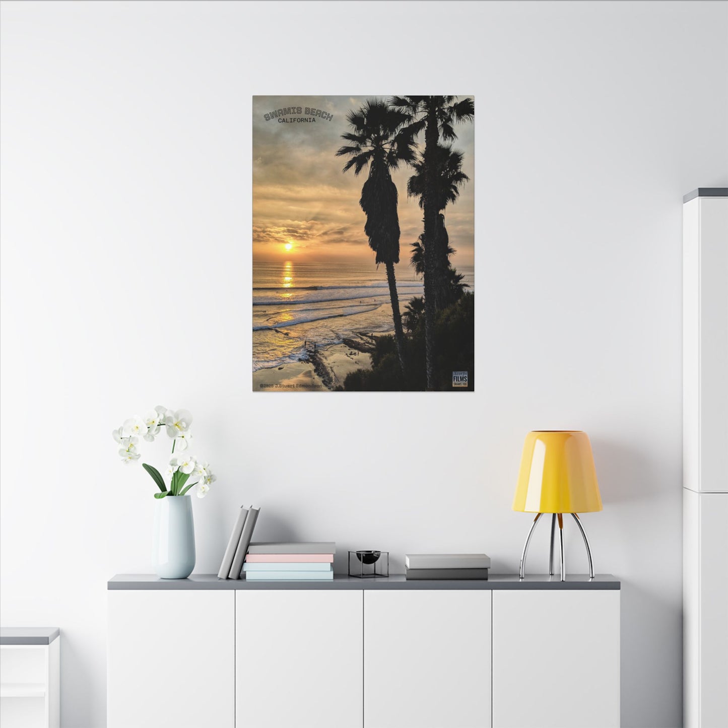 Swamis Vibe Encinitas California JSE Photograph #259 Swamis Winter Sunset Canvas Wall Art, Coastal Home Decor, Beach Vibes, Room Aesthetic, California Sunset, Gift for Ocean Lovers