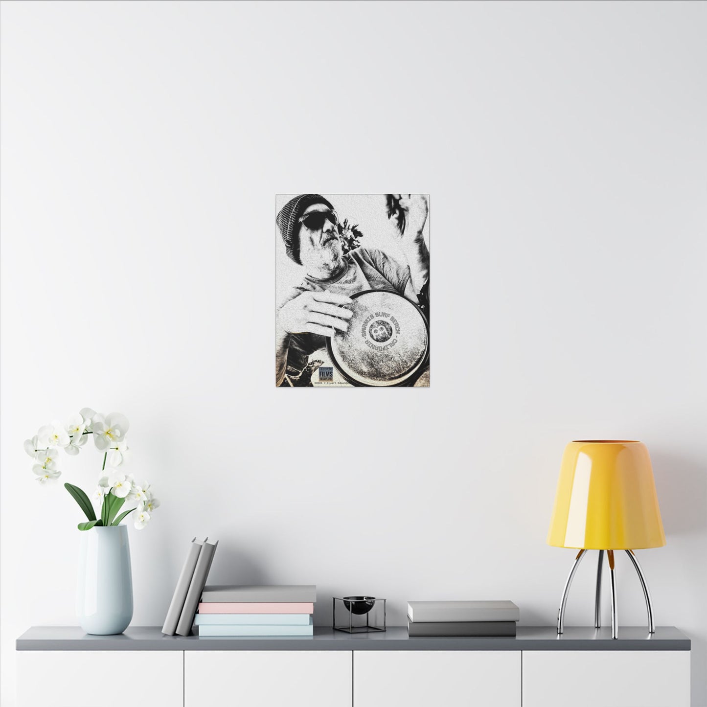 Swamis Vibe Encinitas California JSE Designs #124. Drum Beat Canvas Boxed Photo Prints- San Diego, California Surfing Beach Design, Drummer, Musician