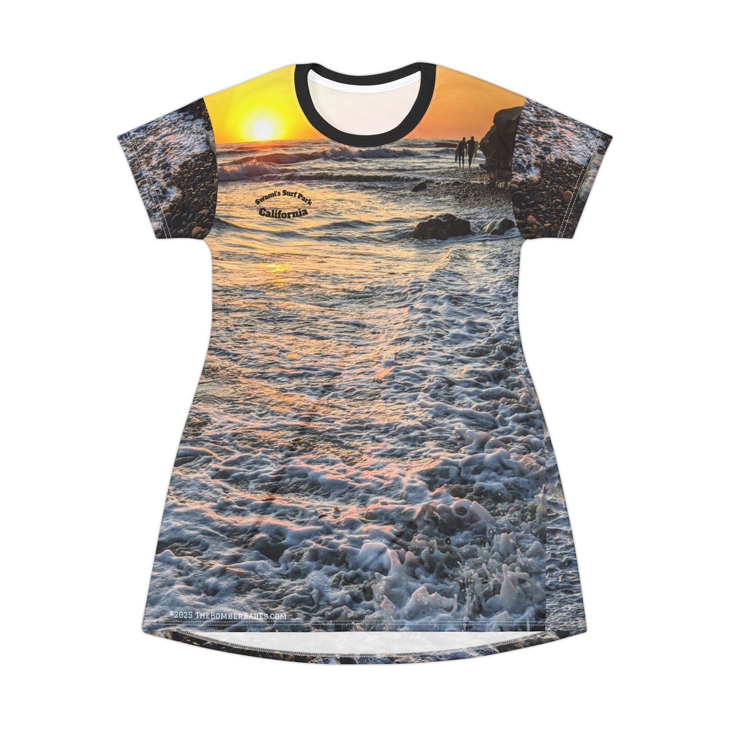 Swamis Vibe Sunset Surf Beach T Dress #9. Artistic Nature California Shoreline T-Shirt Dress Sunset Beach T-Shirt Dress, Vacation Outfit, Summer Dress, Beachwear, Casual Dress, Gift for Her