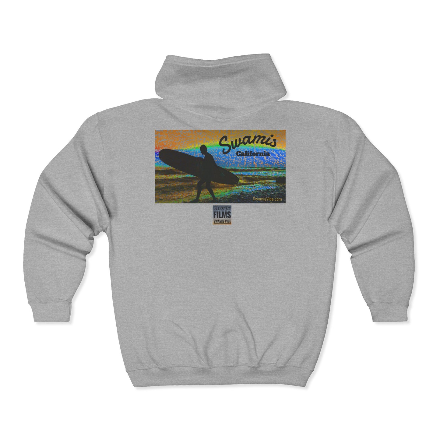 Swamis Vibe Encinitas California JSE Designs custom Hoodie #4. Swamis Beach Surf Vibe California Stylish Zip-Up Hooded Sweatshirt, Cozy Casual Wear, Perfect Gift for Friends, Unique Art Design, Great for Every Season