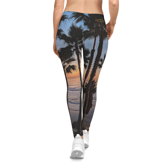 Swamis Vibe Encinitas California JSE Designs Palm Tree Leggings #1 Leggings Swamis Vibe Beach Sunset Surfing Women's Casual