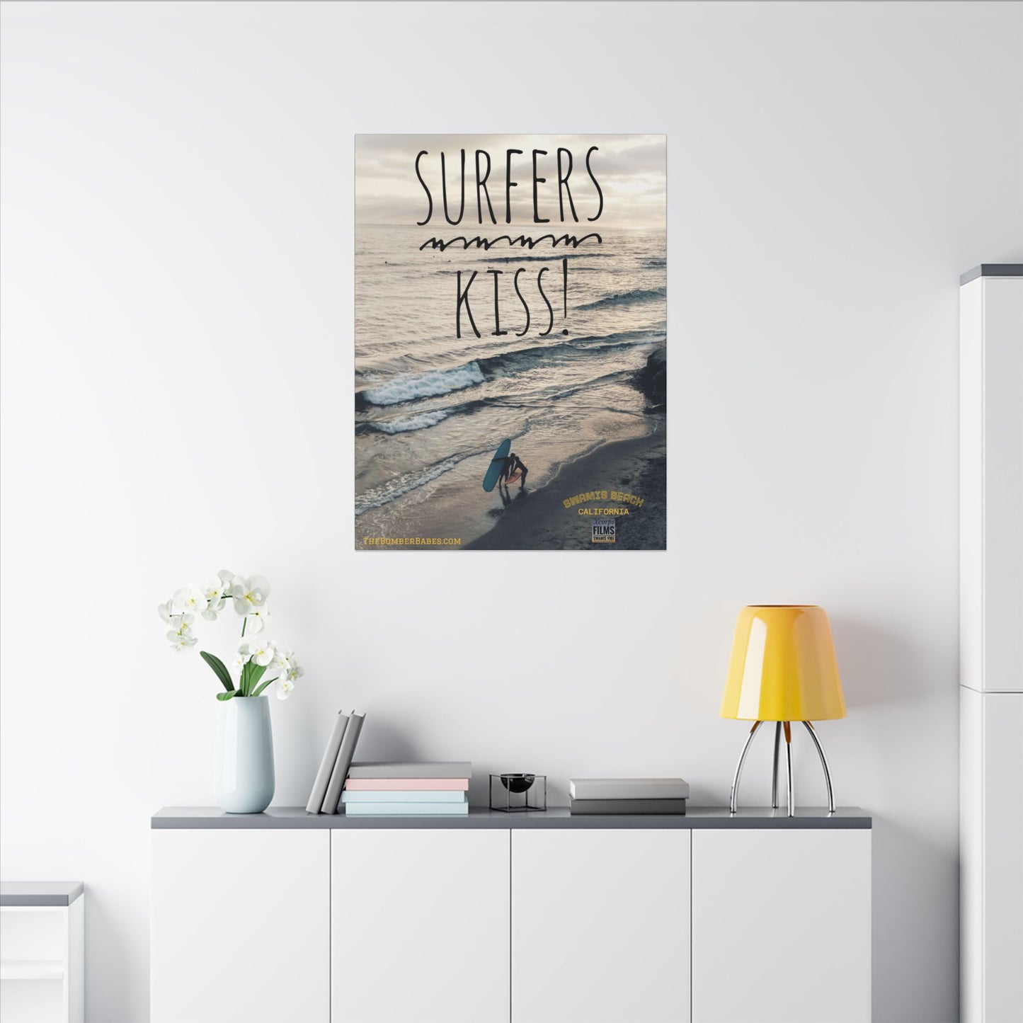 Swamis Vibe Encinitas California JSE Photograph #217 Surfers Kiss Ocean-Inspired Canvas Wall Art, Surf Decor, Beach Lover Gift, Coastal Home Decor, Matt Box Canvas