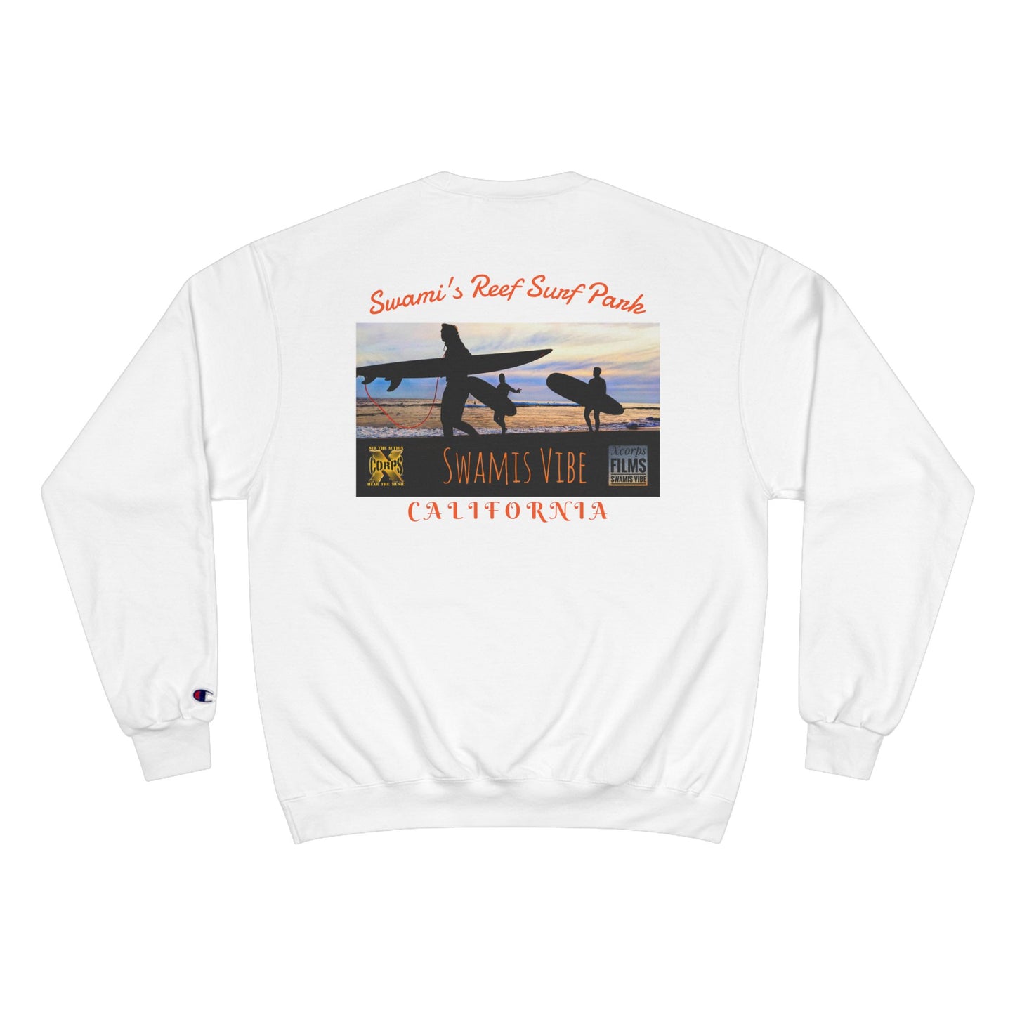 Swamis Vibe Encinitas California JSE Designs #1. Custom Designed Swamis Surf Park Crewneck Unisex Sweatshirt