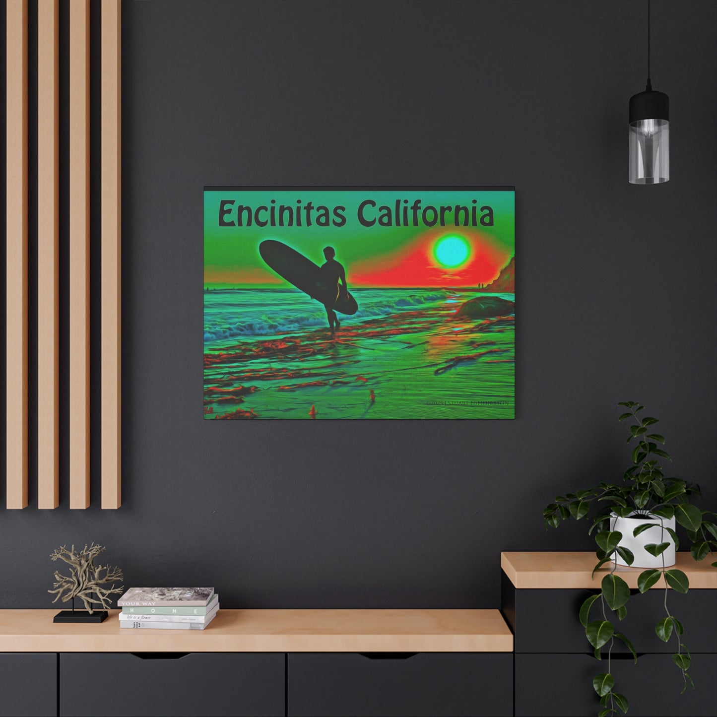 Encinitas California Surf Canvas Art | Coastal Wall Decor, Beach House Gift, Seaside Home Decor, California Art, Surfer Print