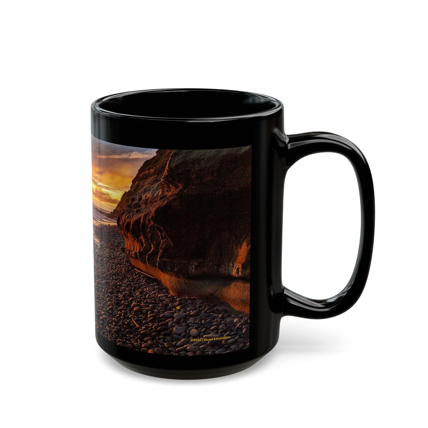 Swamis Vibe Encinitas California JSE Designs #10. Xcorps Films Swamis Sunset Vibe Ceramic Mug Black Sunset Beach Mug - Perfect for Coffee Lovers, Beach House Decor, Nature Gifts, Travel Mementos, Relaxing Vibes