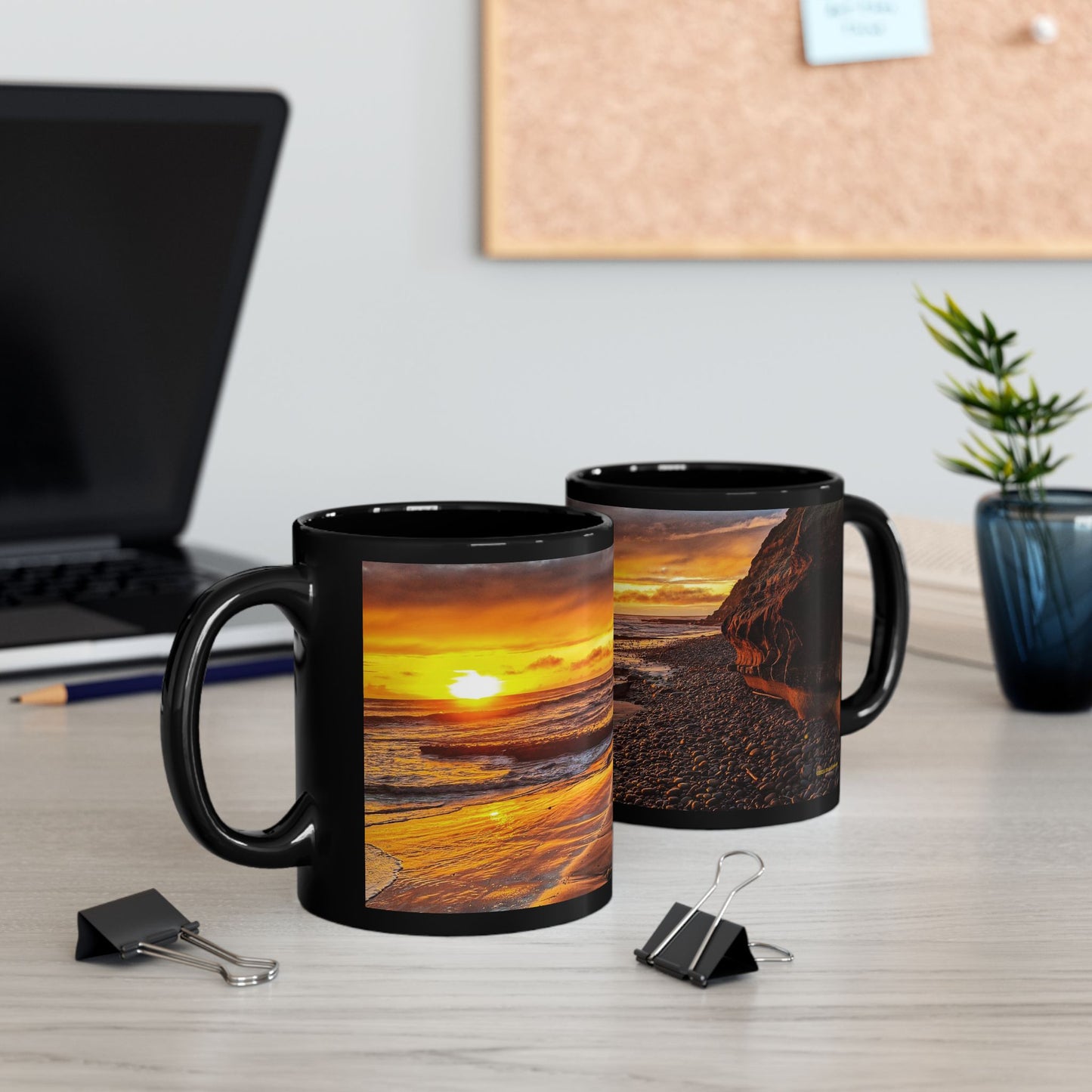 Swamis Vibe Encinitas California JSE Designs #10. Xcorps Films Swamis Sunset Vibe Ceramic Mug Black Sunset Beach Mug - Perfect for Coffee Lovers, Beach House Decor, Nature Gifts, Travel Mementos, Relaxing Vibes