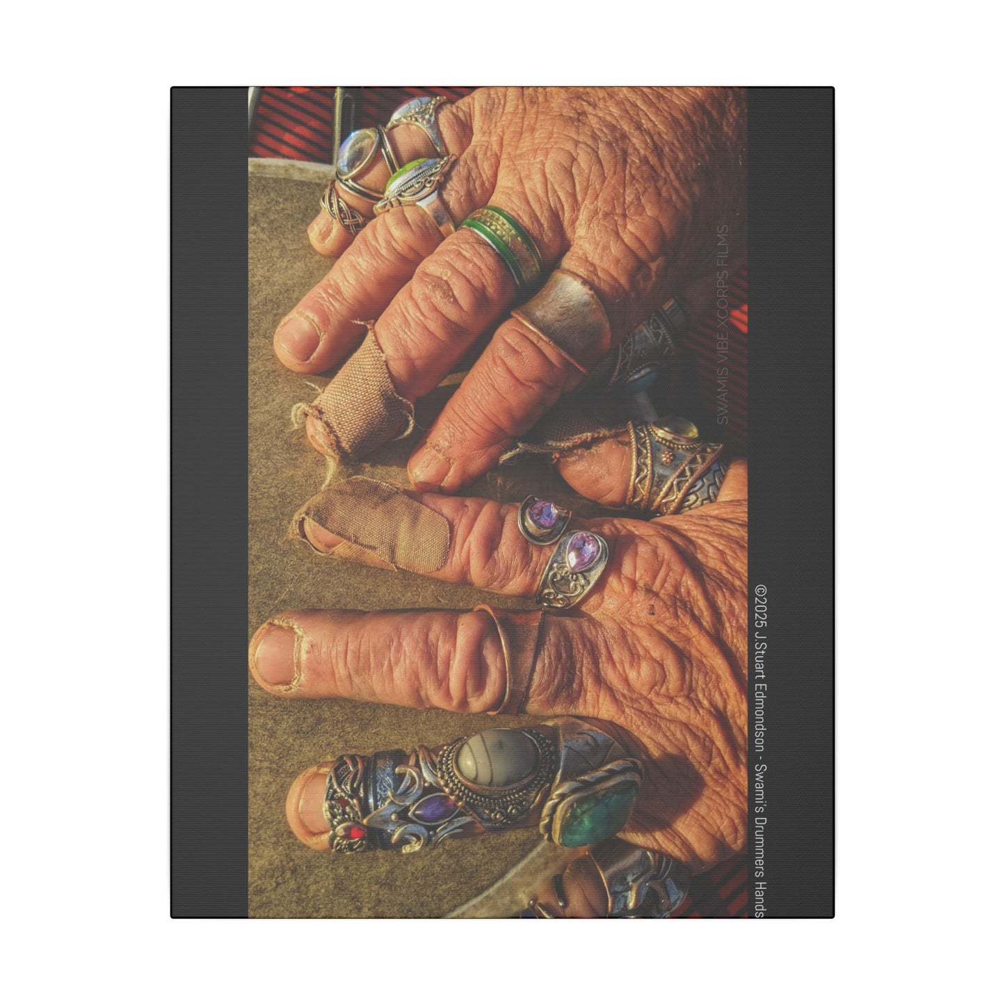 Swamis Vibe Encinitas California JSE Photograph #1253 Swamis Drummer Hands Artistic Canvas Wall Art, Bohemian Home Decor, Unique Gift for Art Lovers, Vibrant Pop Culture Design, Studio Display