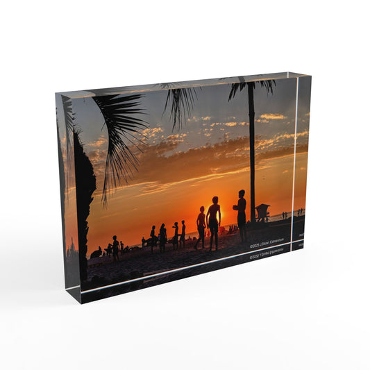 Swamis Vibe Surf and Sunsets - Moonlight Beach sunset Photo Block | Home Décor, Photography Display, Gift for Beach Lovers, Beach House Accent, Wedding Gift