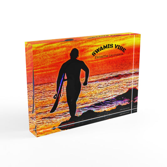 Swamis Vibe Surf and Sunsets 3D Photo Blocks - Swamis Vibe Surfer Man #1140 Swamis Vibe Photo Block | Coastal Wall Art, Surf Decor, Ocean Lover Gift, Home Office Decor, Inspirational Keepsake