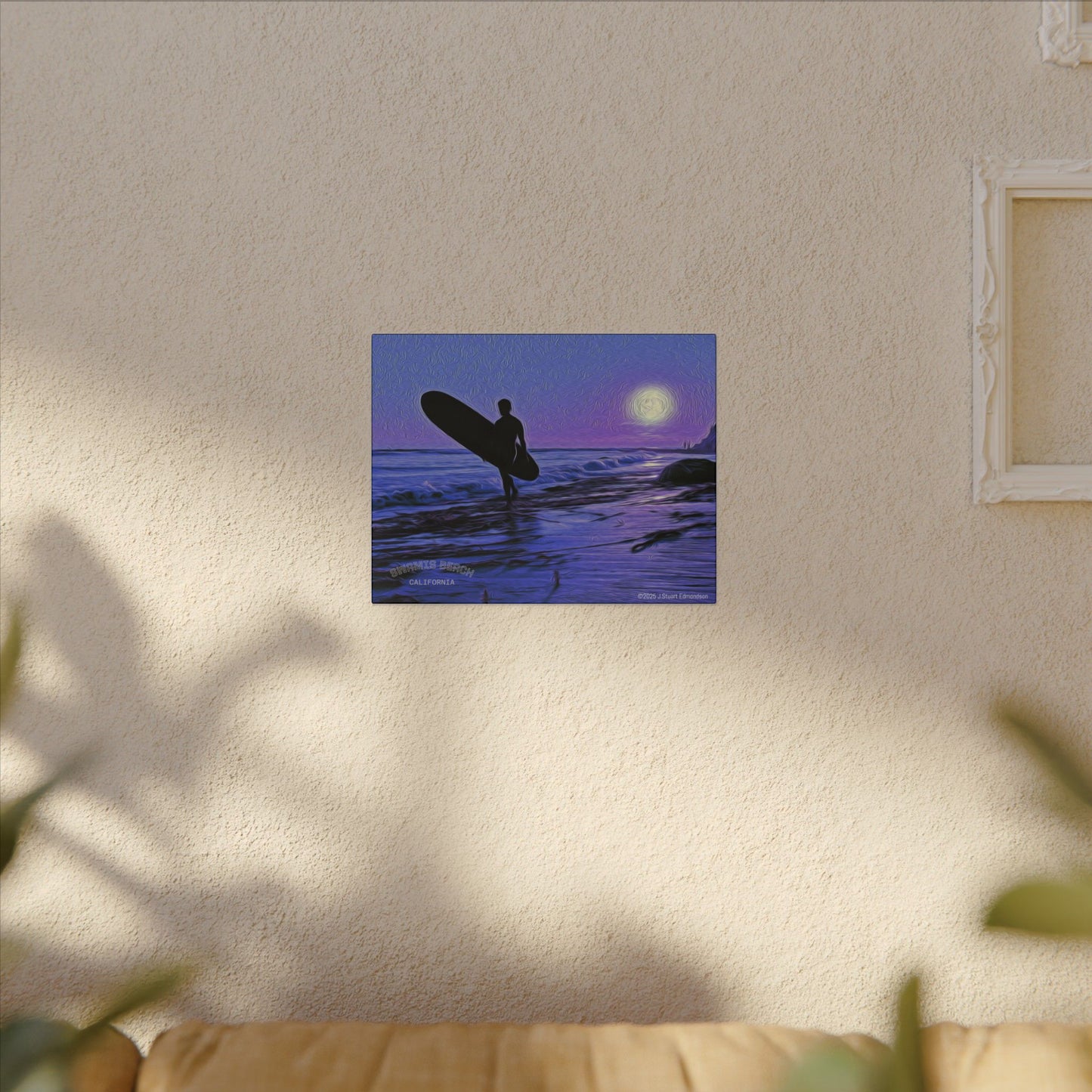 Swamis Vibe Encinitas California JSE Photograph #140 Purple Sunset Surfer Ocean Sunset Surfing Canvas, Beach Wall Art, Surf Decor, Coastal Home Decor, Beach House Wall Art, Perfect Gift for Surf Lovers