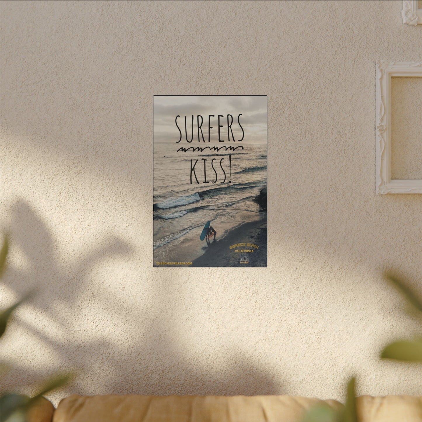 Swamis Vibe Encinitas California JSE Photograph #217 Surfers Kiss Ocean-Inspired Canvas Wall Art, Surf Decor, Beach Lover Gift, Coastal Home Decor, Matt Box Canvas