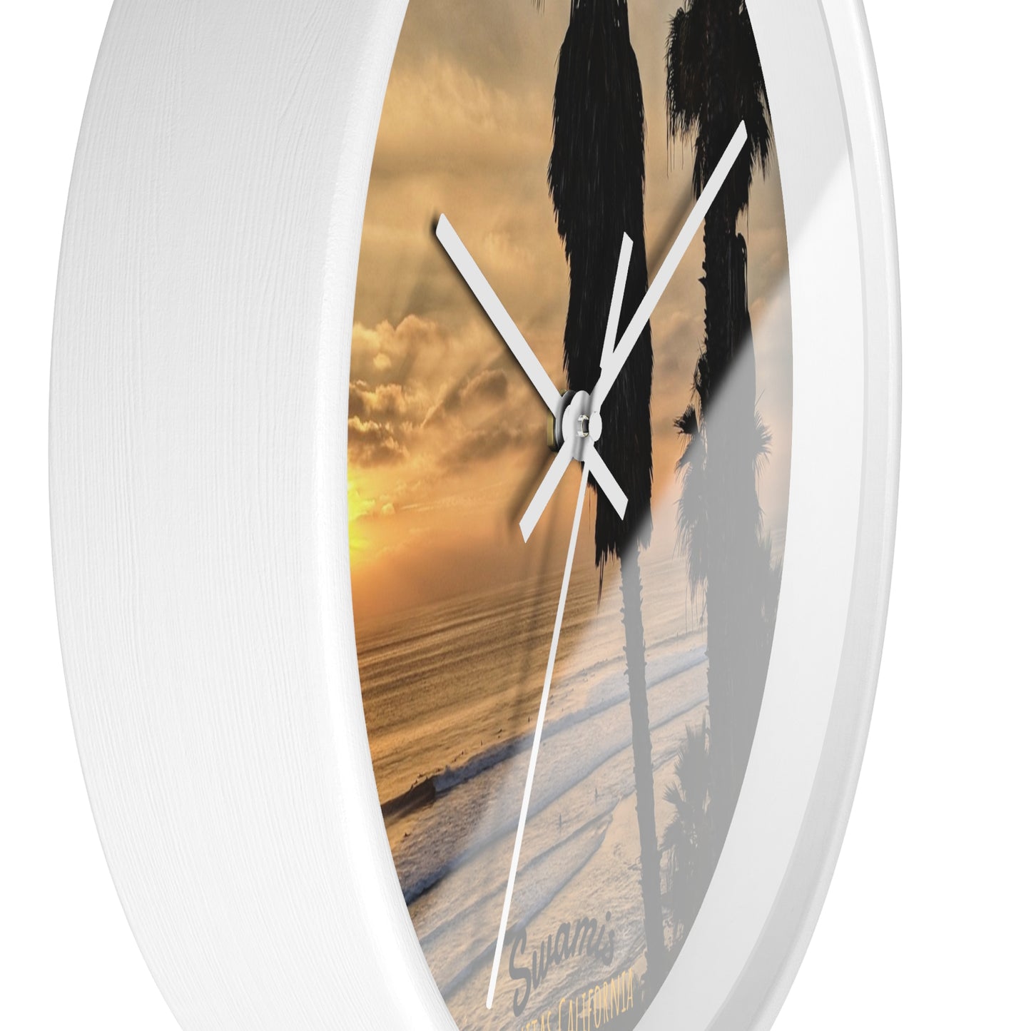 Swamis Vibe Encinitas California JSE Designs Swamis Surfing Sunset Wall Clock #2. Palm Trees Wall Clock, Coastal Decor, Home Wall Art, Beach Vibes, Unique Gift for Beach Lovers