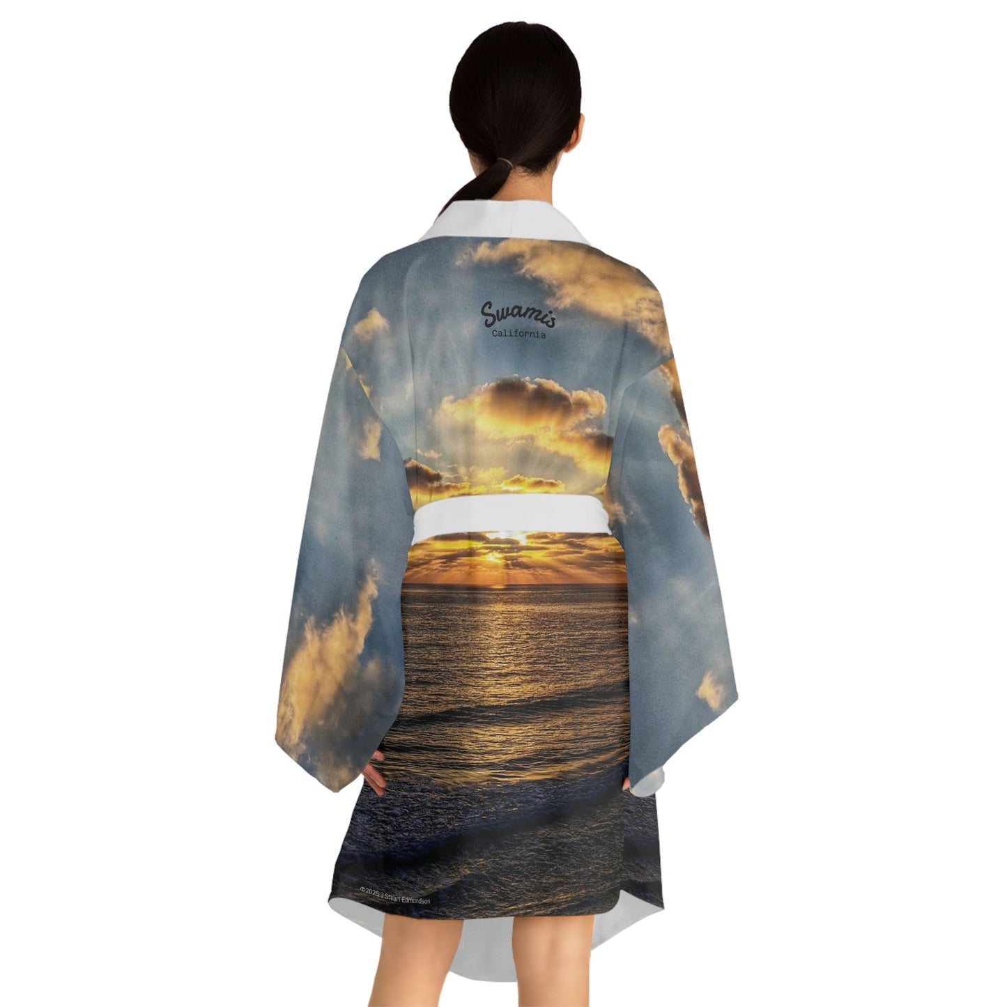 Swamis Vibe California JSE Photograph #235 Swamis Sunset Kimono Long Sleeve Kimono Robe