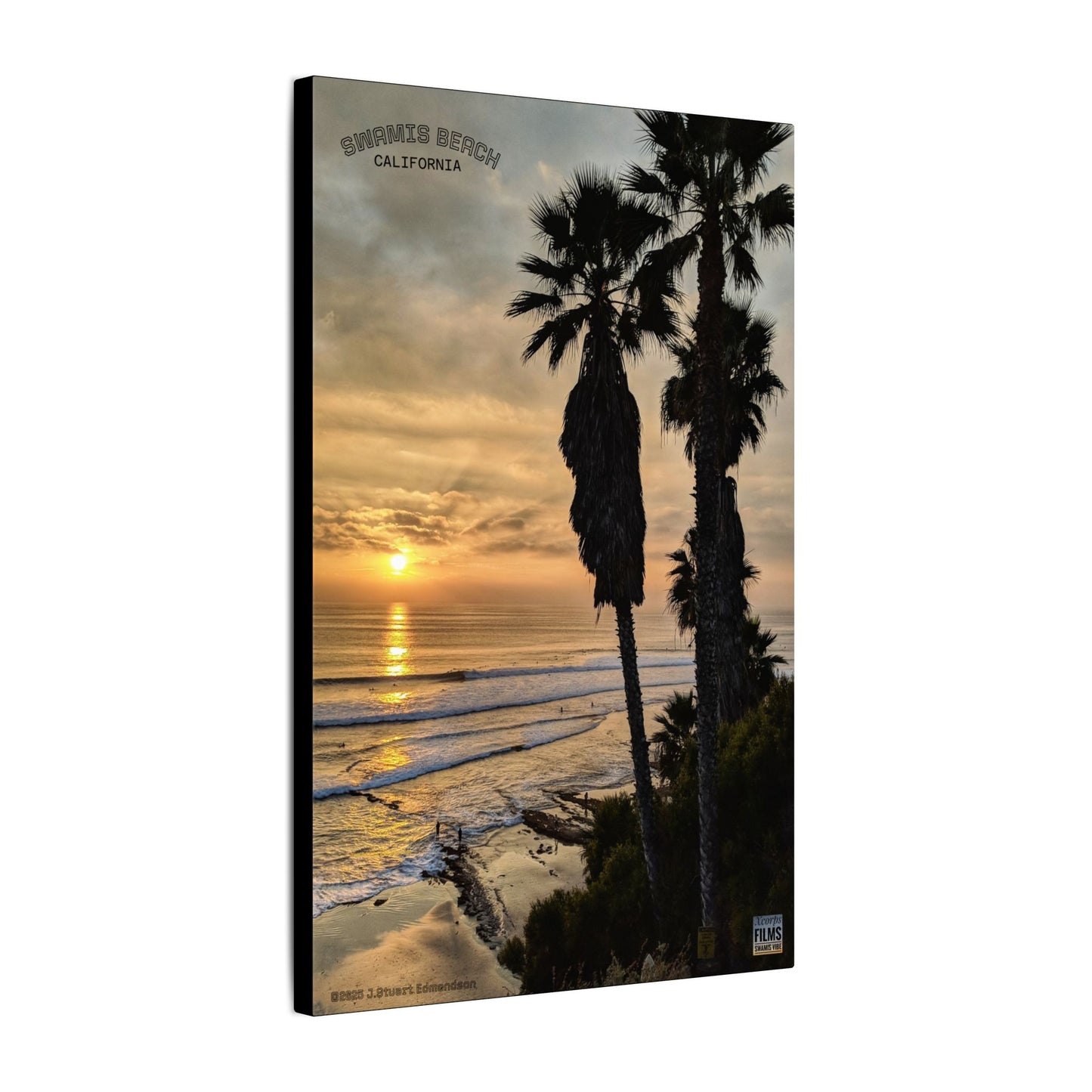 Swamis Vibe Encinitas California JSE Photograph #259 Swamis Winter Sunset Canvas Wall Art, Coastal Home Decor, Beach Vibes, Room Aesthetic, California Sunset, Gift for Ocean Lovers