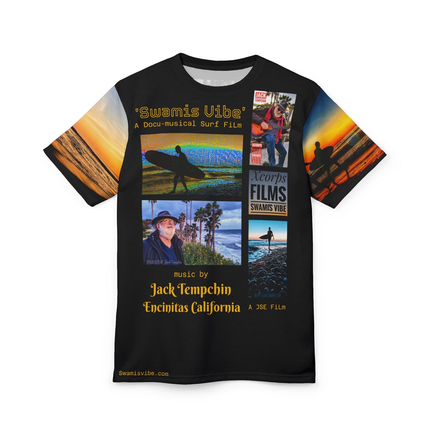 Swamis Vibe Encinitas California JSE Designs #614 Jack Tempchin Music Swamis Vibe Film Unisex Tee Shirt Beachwear, Music Event Shirt, Summer Gift, Coastal Style