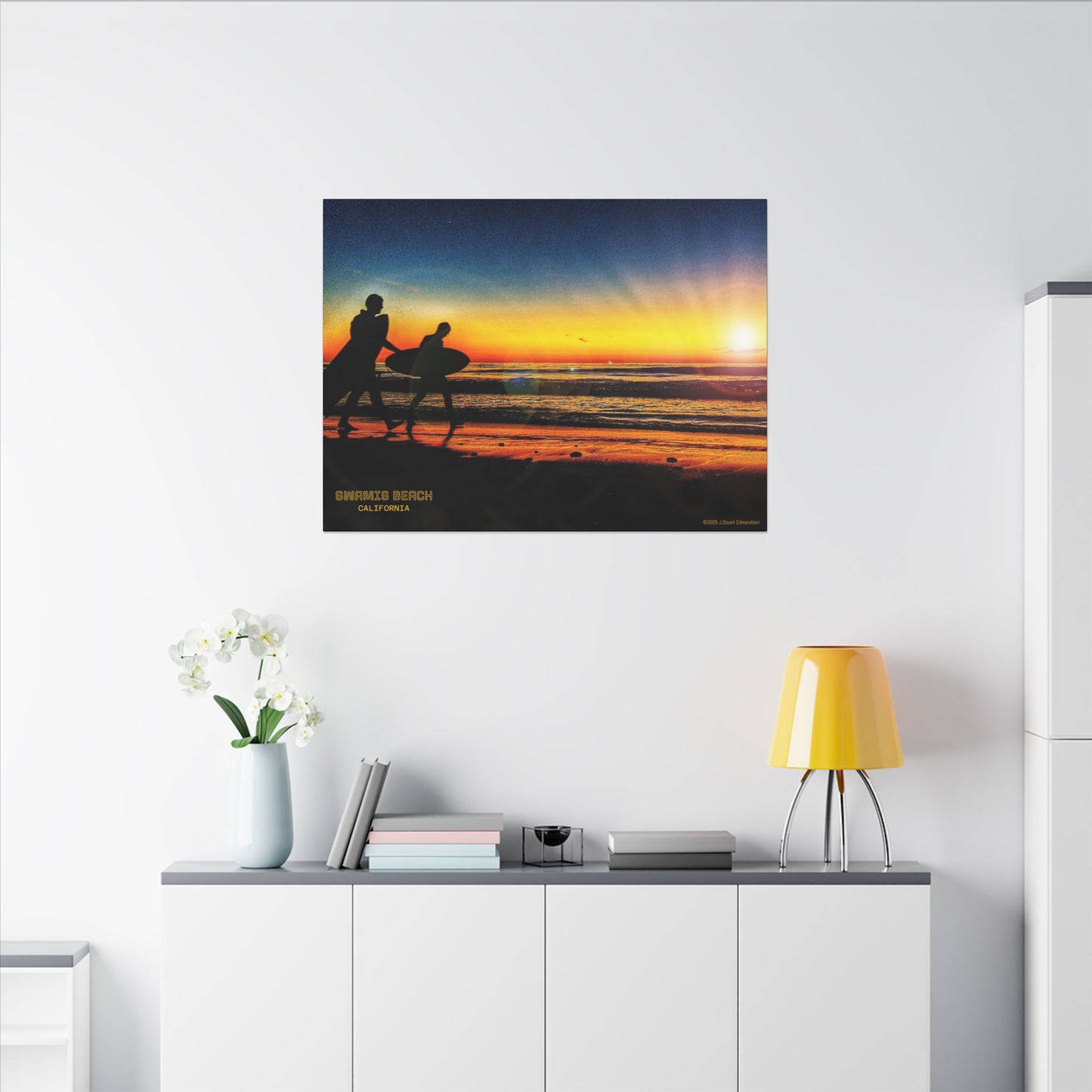 Swamis Vibe Encinitas California JSE Photograph #115 Spirited Swamis Surfers Sunset Sunset Surfing Matte Canvas Print, Surfer Wall Art, Beach Home Decor, Gift for Surf Lovers, Coastal Living, Ocean Art