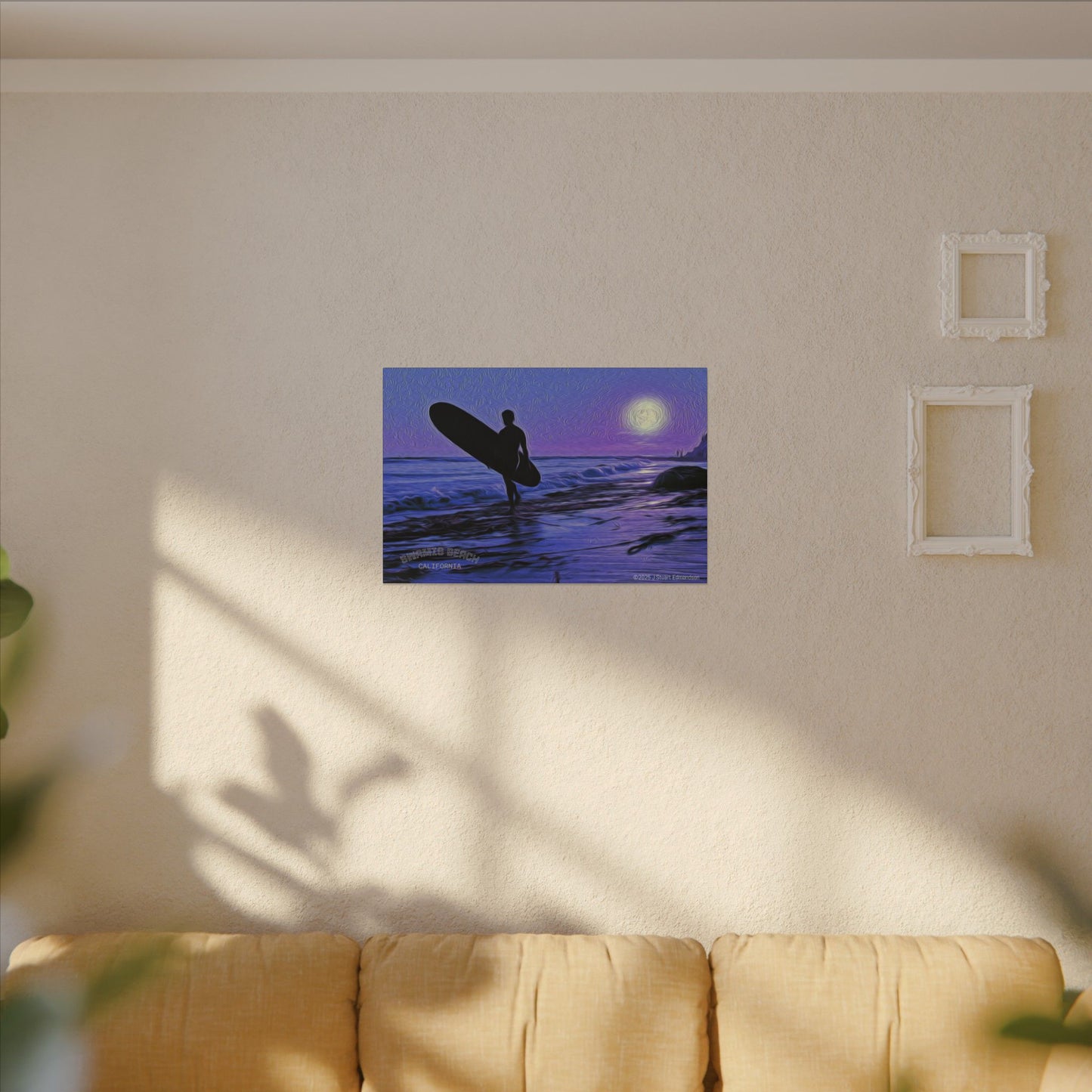 Swamis Vibe Encinitas California JSE Photograph #140 Purple Sunset Surfer Ocean Sunset Surfing Canvas, Beach Wall Art, Surf Decor, Coastal Home Decor, Beach House Wall Art, Perfect Gift for Surf Lovers