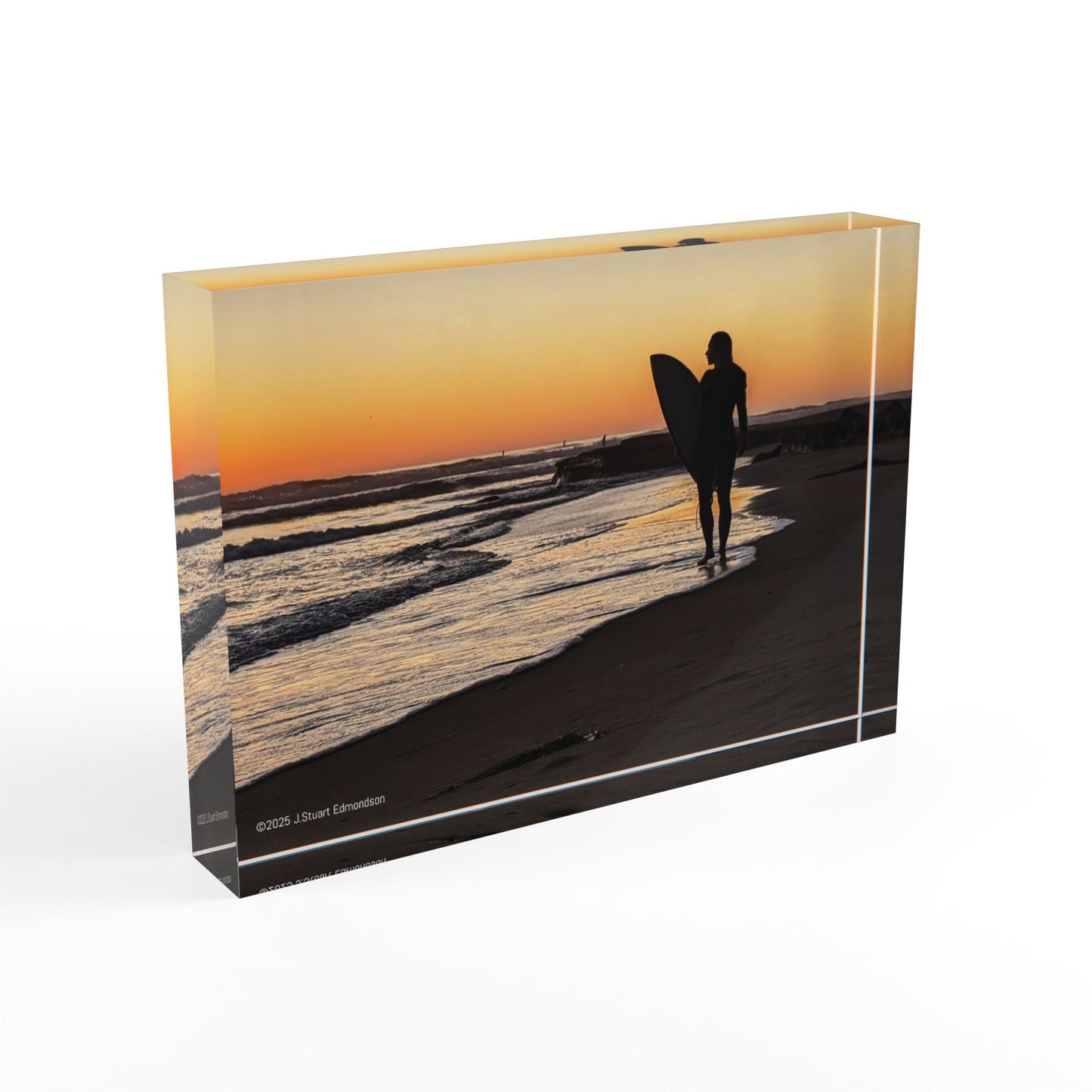 Swamis Vibe Surf and Sunsets Swamis Surfer Girl Sunset Surf Photo Block - Coastal Decor, Surfing Gift, Beach Art, Personalized Home Accent, Wall Display