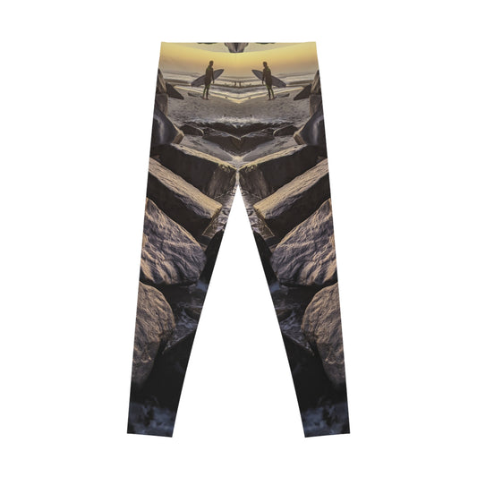 Swamis Vibe Encinitas California JSE Designs Surfers Leggings #2. Cozy Outdoor Leggings - Nature Inspired Stretchy Leggings, Yoga Pants, Fitness Apparel, Activewear, Gift for Nature Lovers